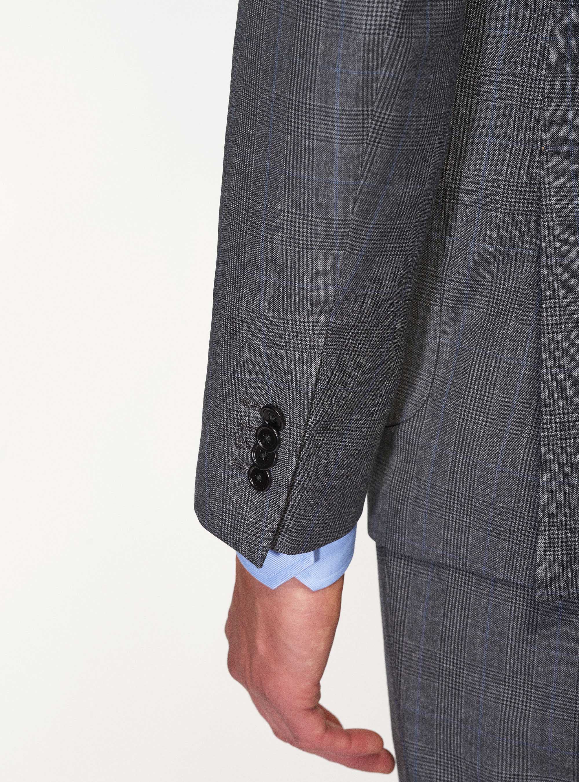 Prince of Wales suit blazer in pure superfine wool 110's Vitale Barberis Canonico, ASPHALT GREY