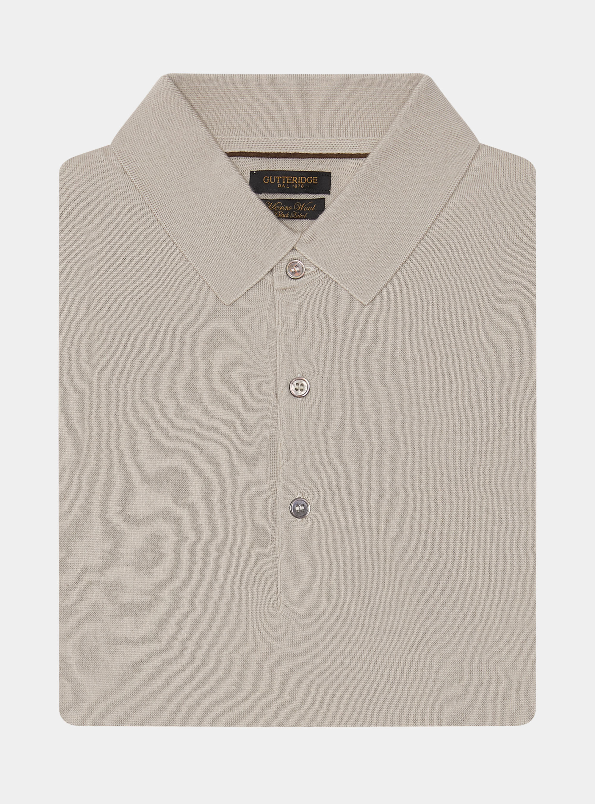 Polo shirt in pure extra-fine merino wool, SAND