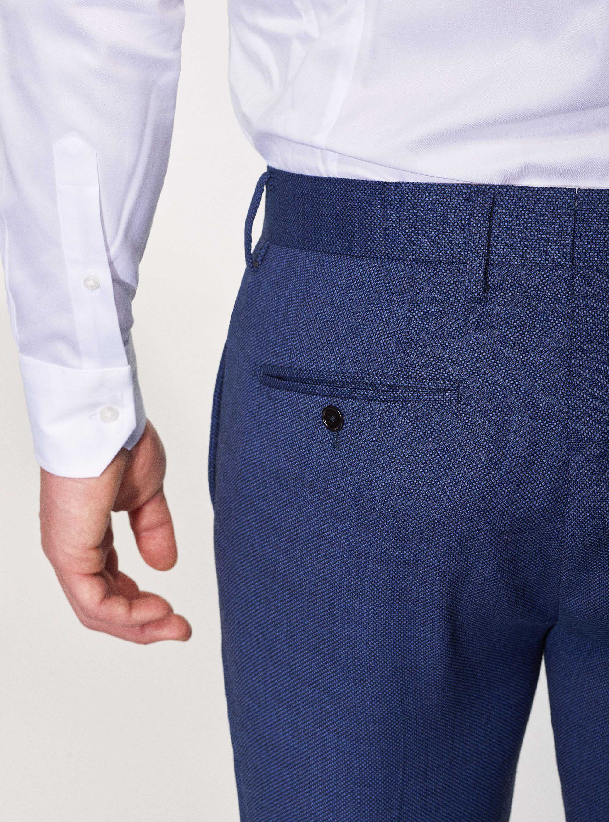 Pantaloni per abito in pura lana occhio di pernice, BLU