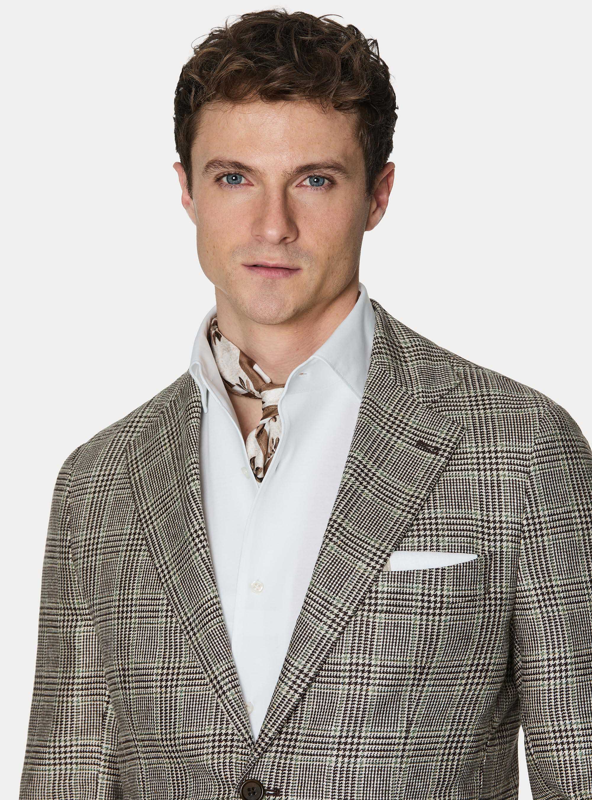 Giacca fantasia in pura seta, FANGO