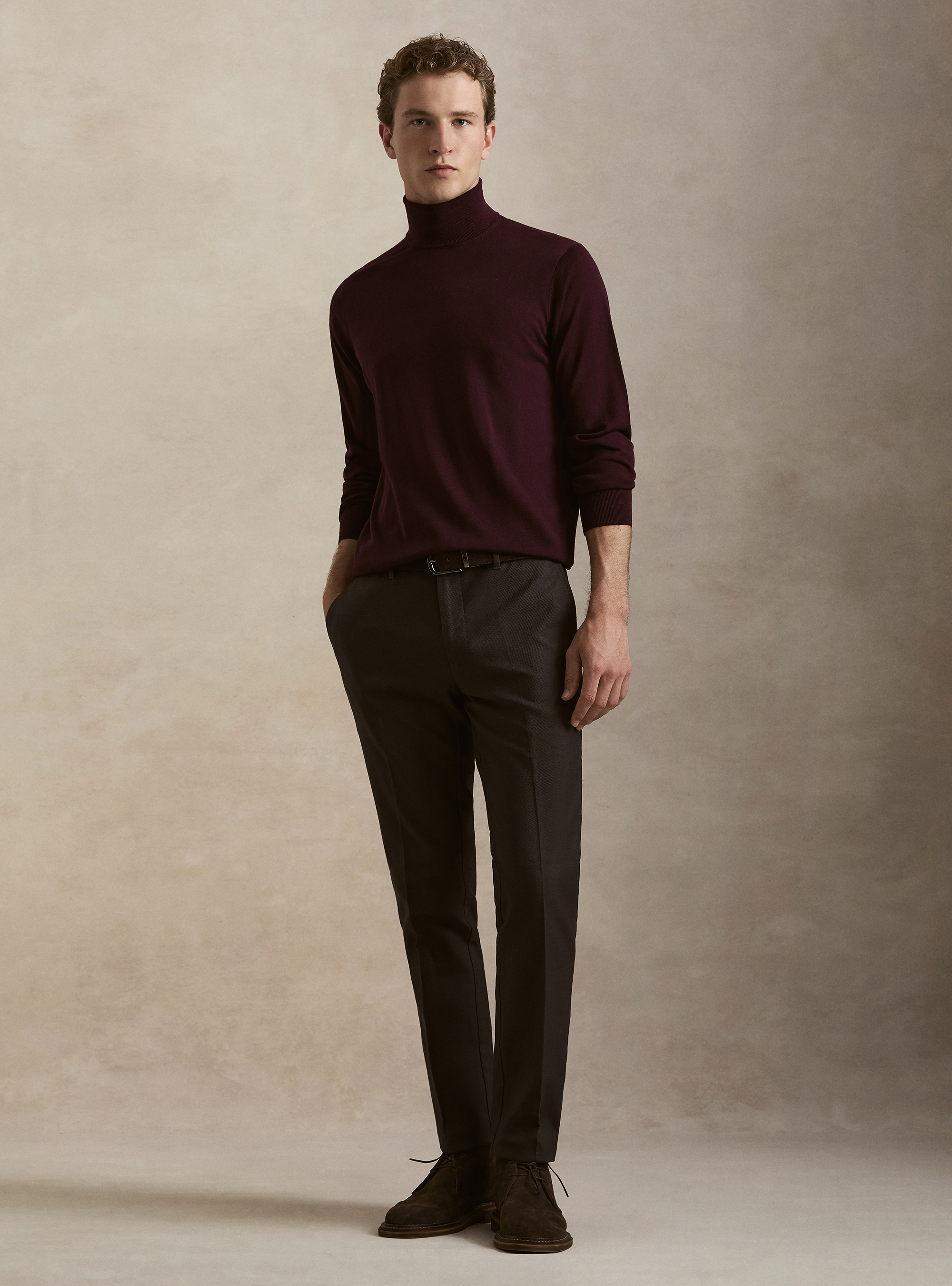 Dolcevita in pura lana merino extrafine, BORDEAUX