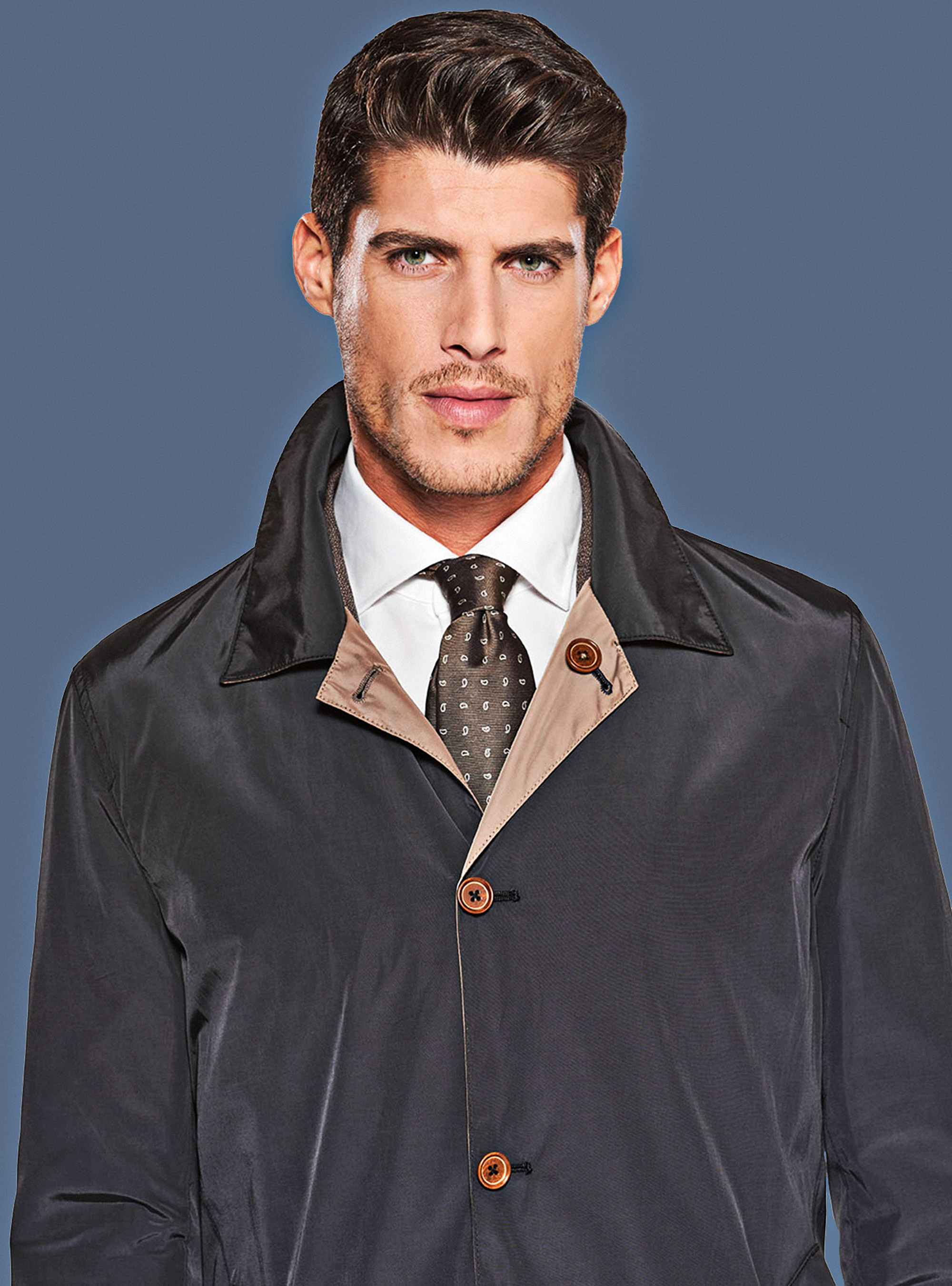 Impermeabile monopetto reversibile, BLU NAVY