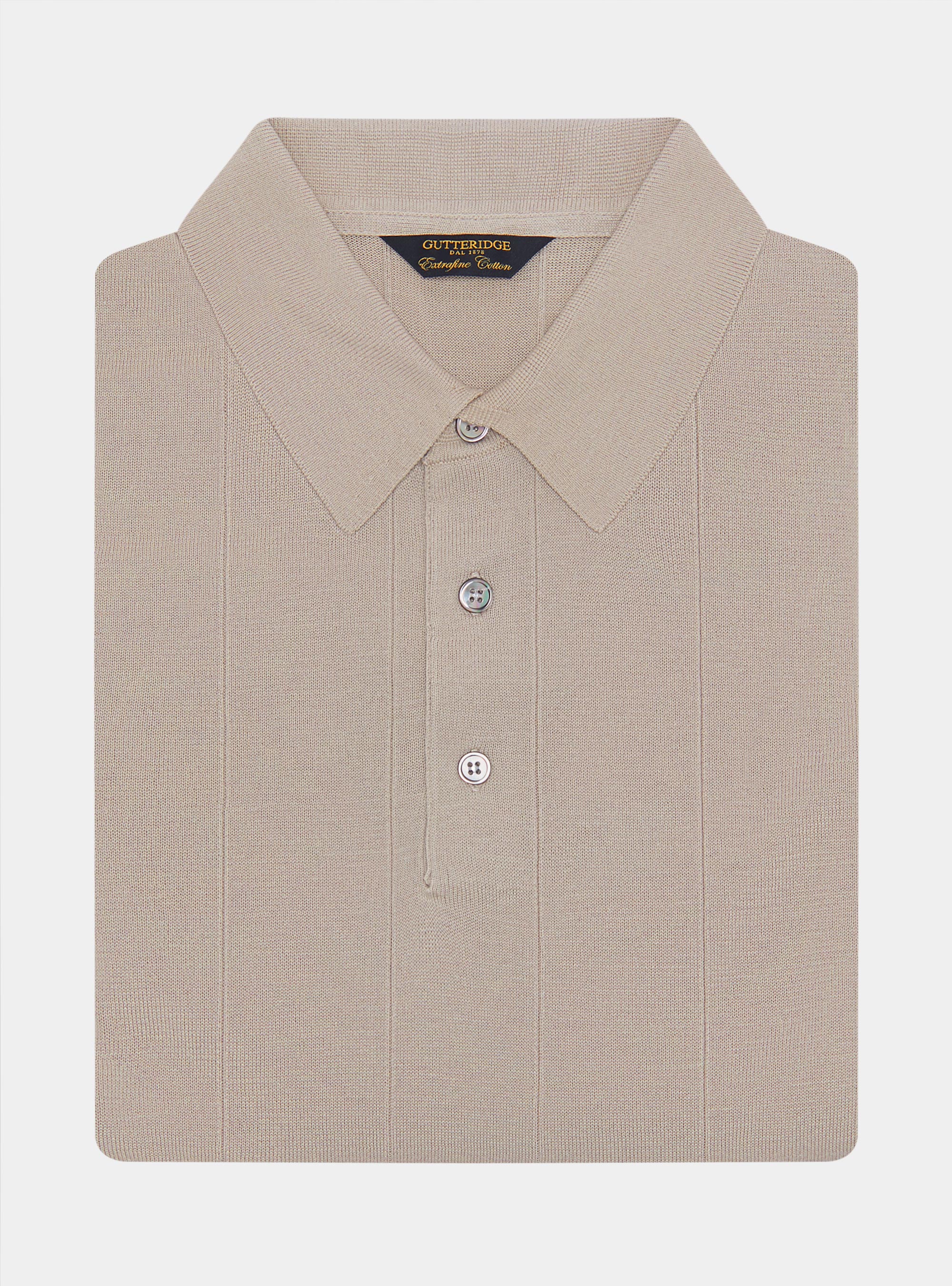 Polo à manches longues en tricot, SABLE