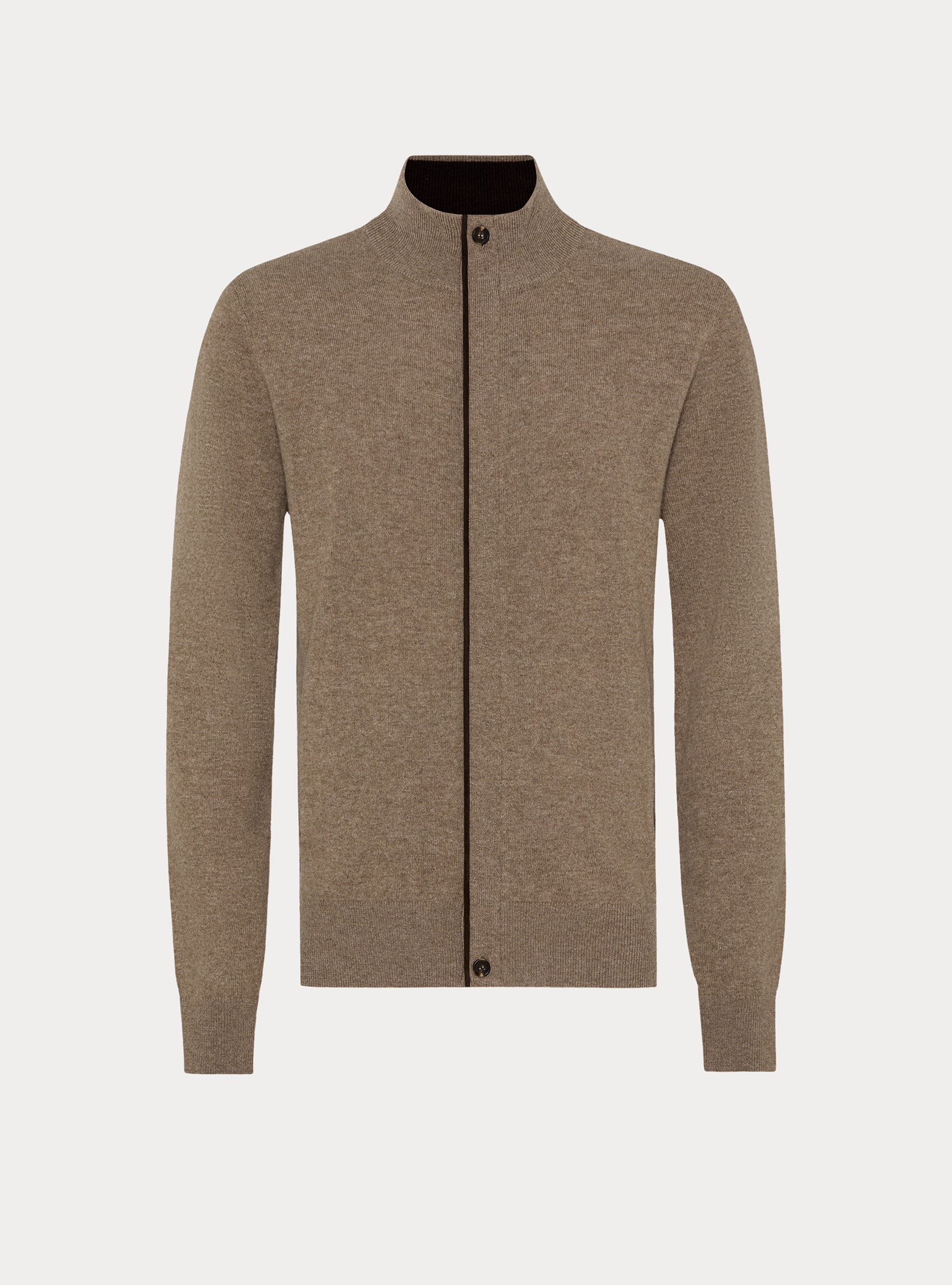 Zip-up cardigan in lambswool and cashmere blend, MUD