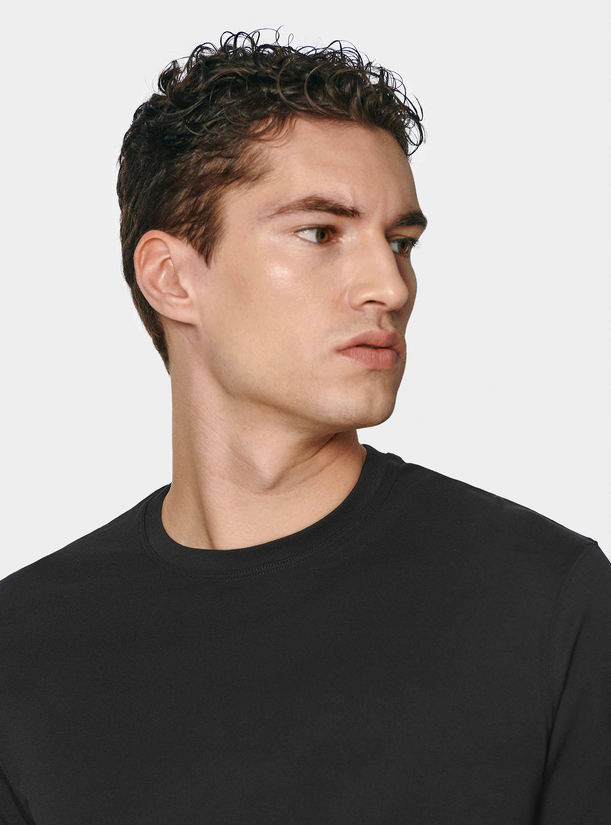 T-shirt mezza manica in cotone Supima, NERO