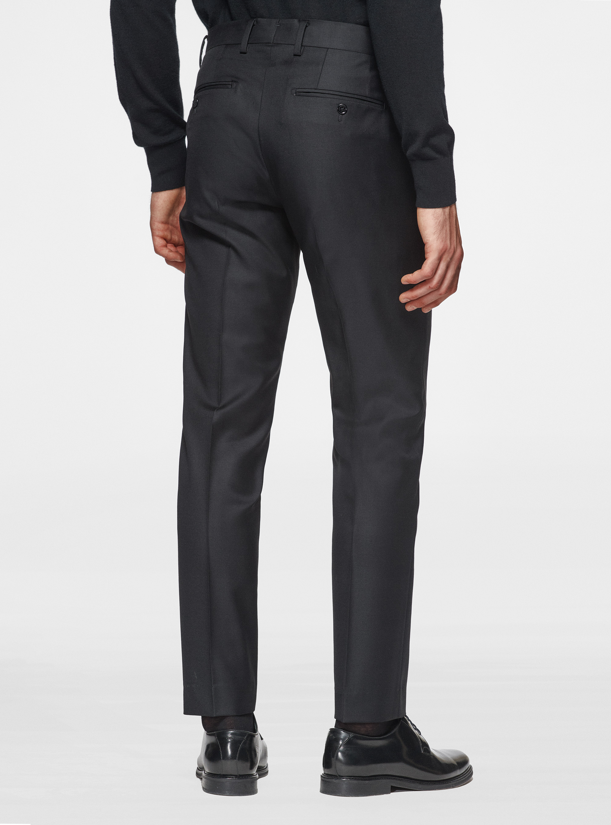 Pantaloni in pura lana superfine 110's, NERO