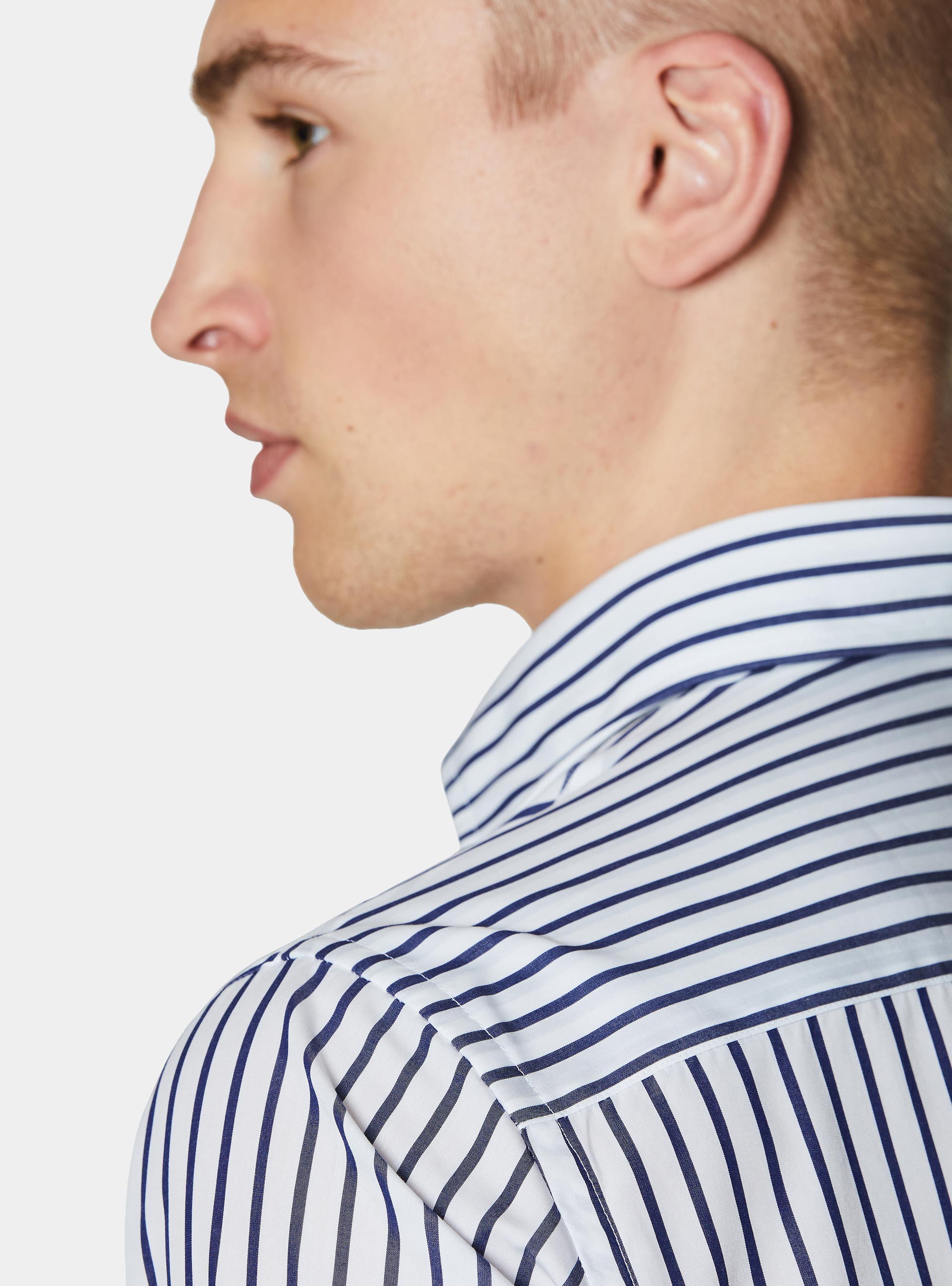 Gestreiftes Hemd aus Baumwollpopeline, BIANCO 0099C