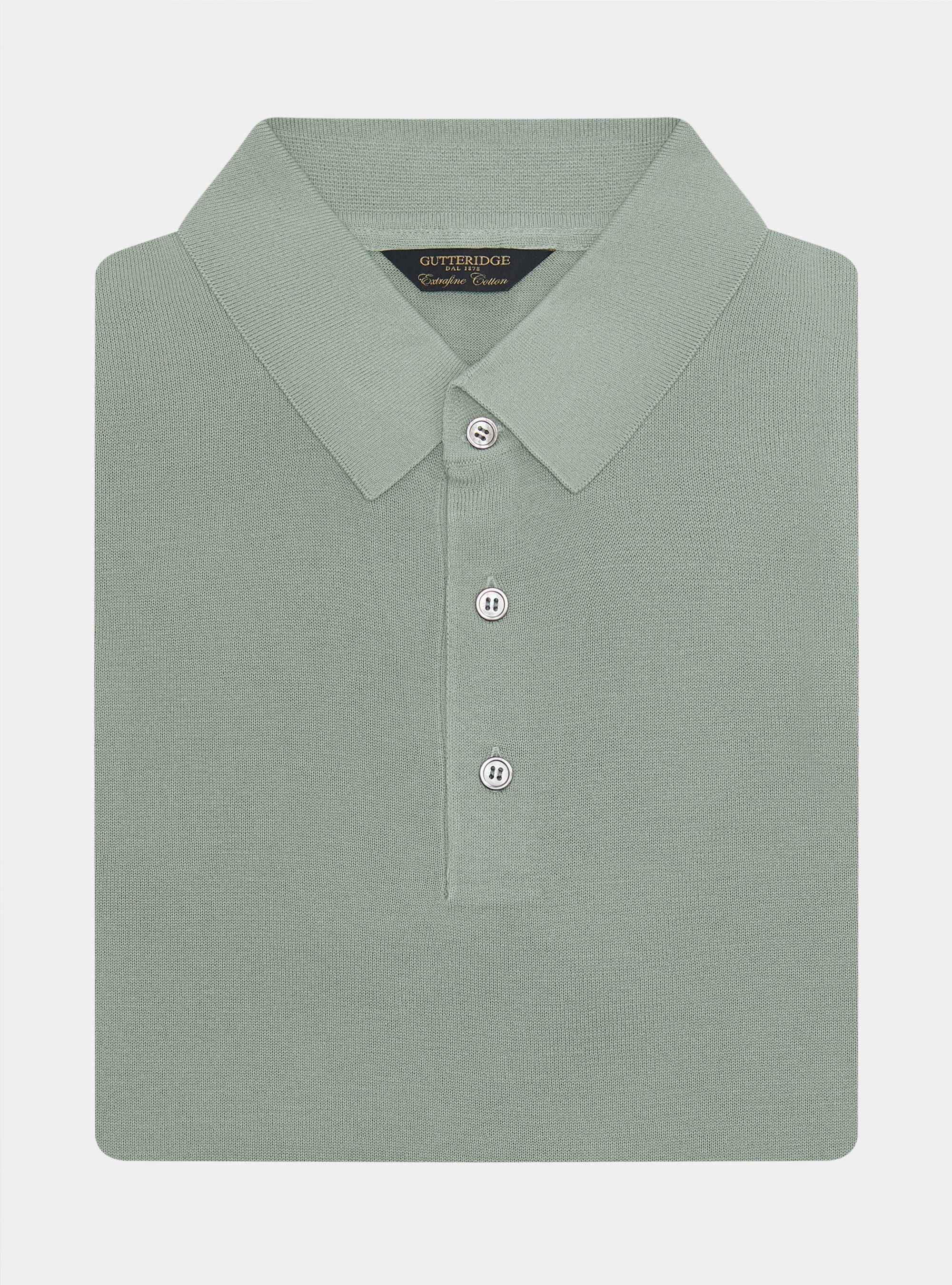 Polo de punto de algodón extrafino, SALVIA 0602C