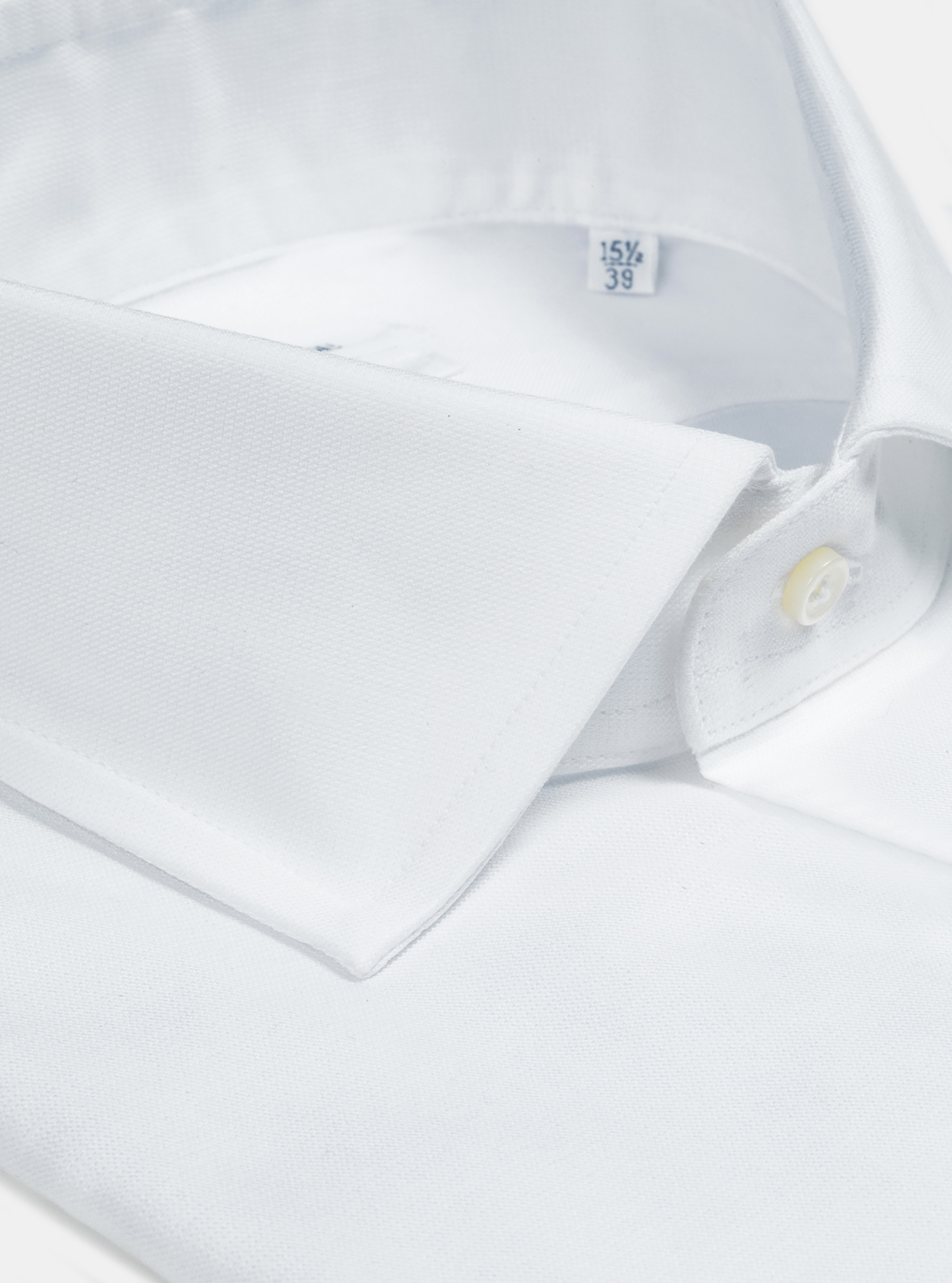 Camicia collo francese in cotone operato, BIANCO