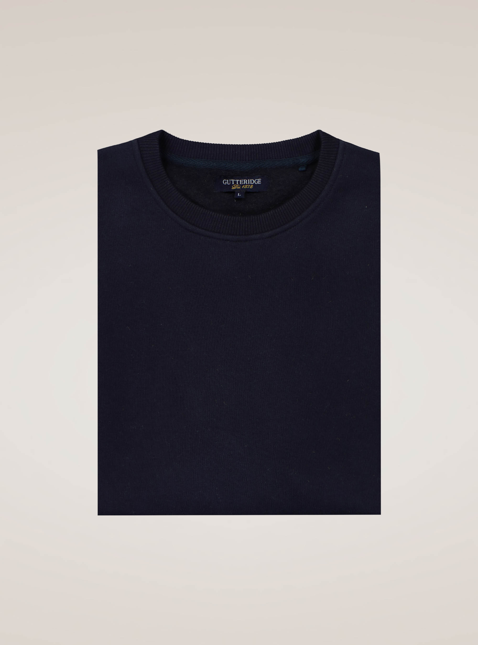 Cotton blend crew neck sweatshirt, NAVY BLUE