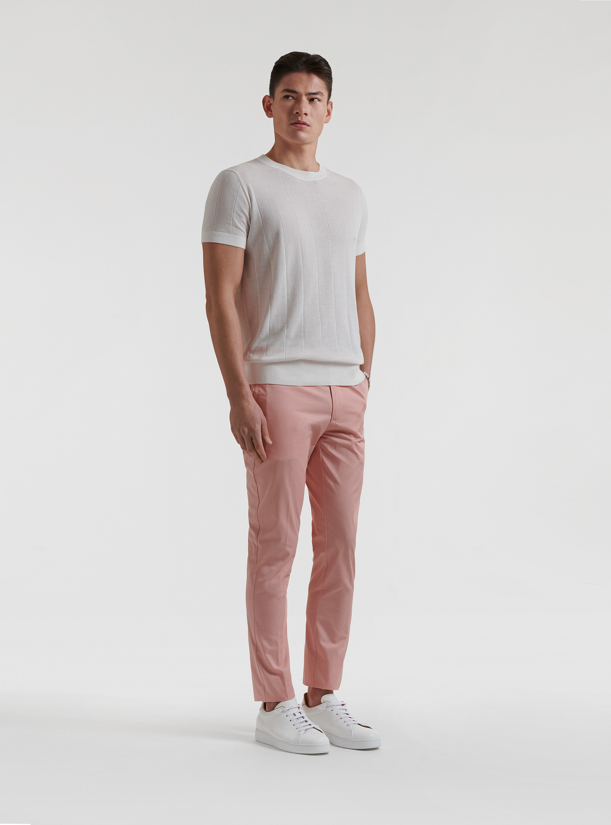 Pantaloni slim fit in twill leggero, 0441C ROSA SCURO