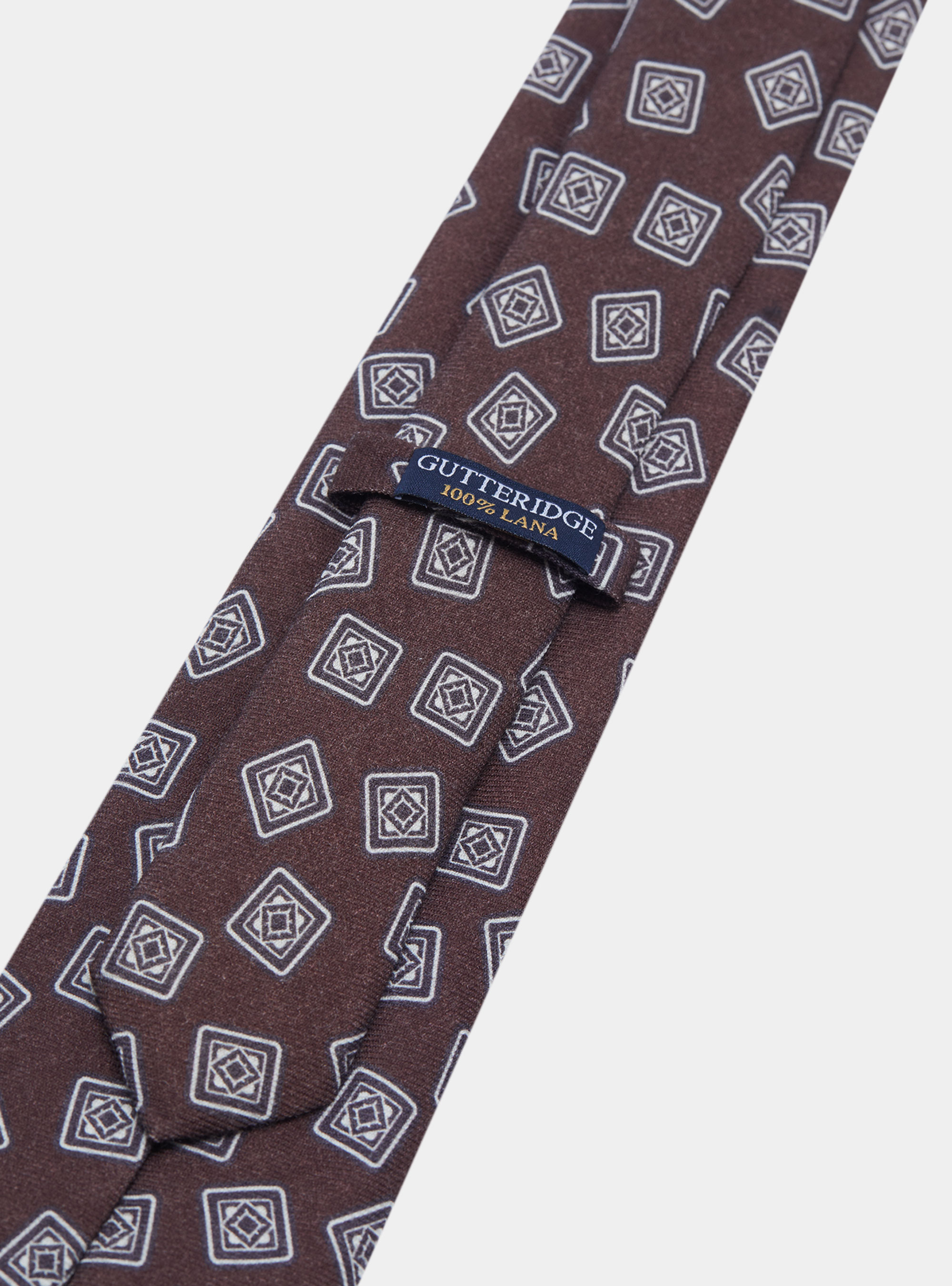 Corbata de lana estampada, MARRON