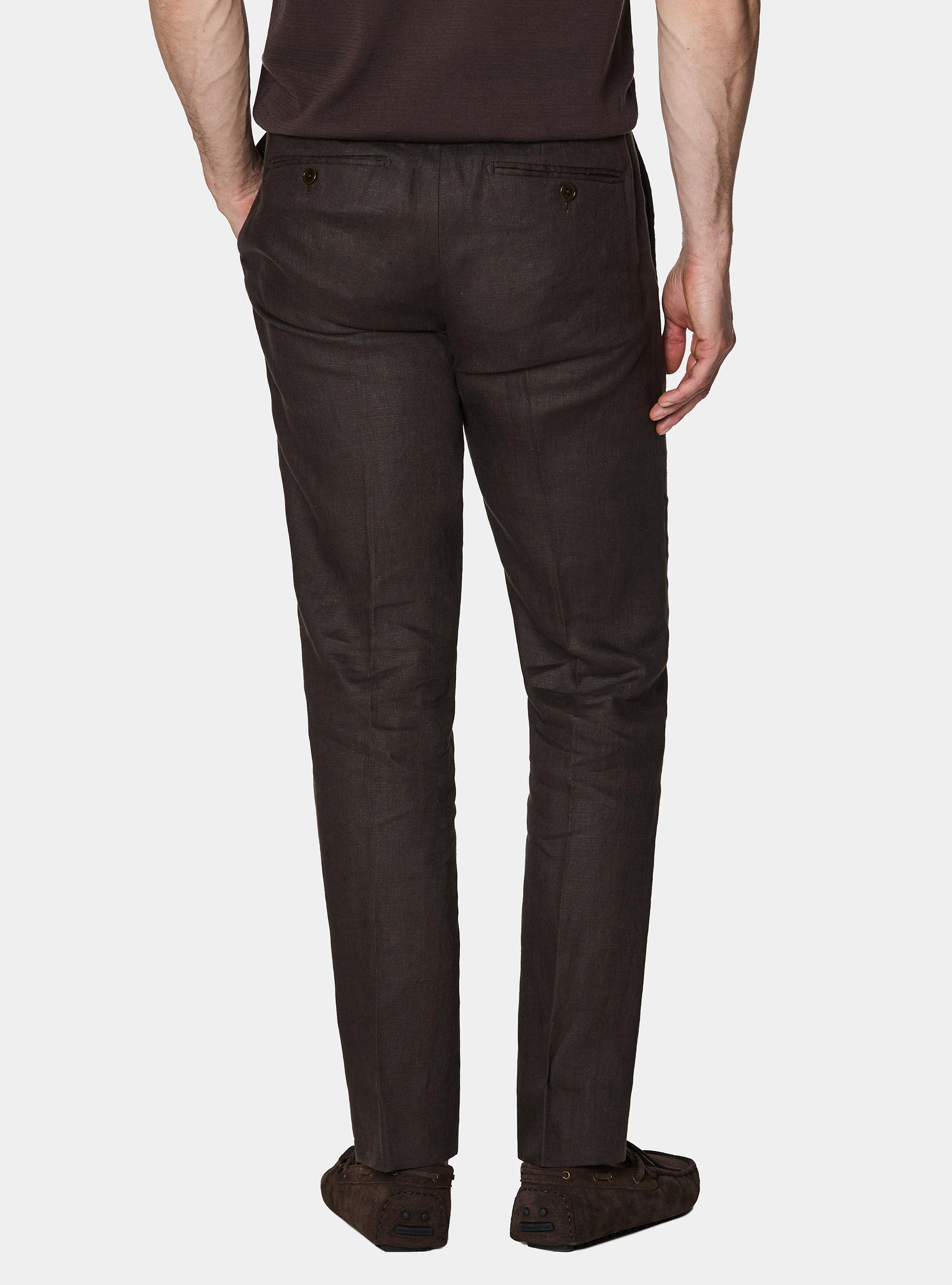 Pantalones de traje de lino puro, MARRON