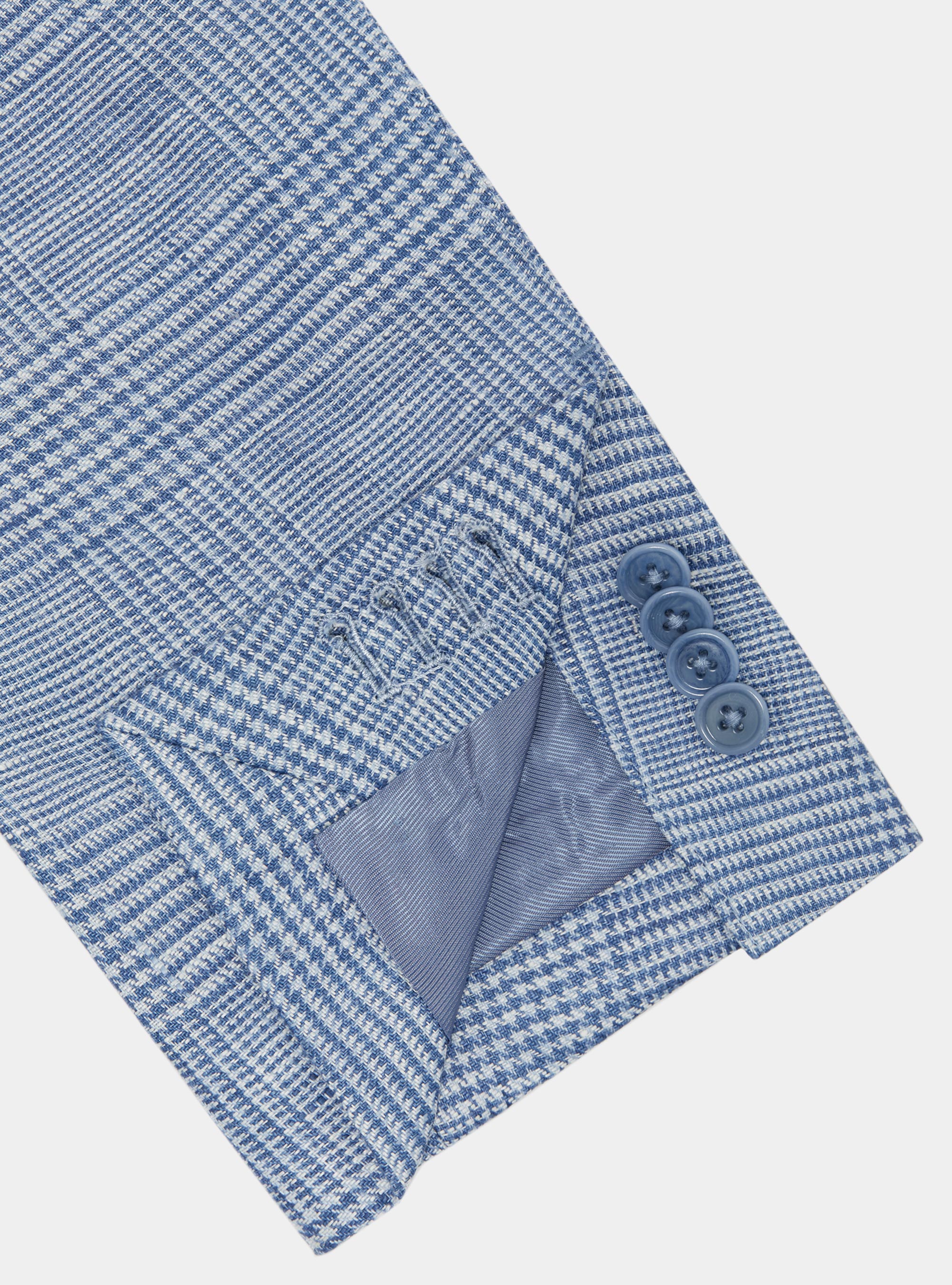 Prince of Wales blazer in pure linen, LIGHT BLUE