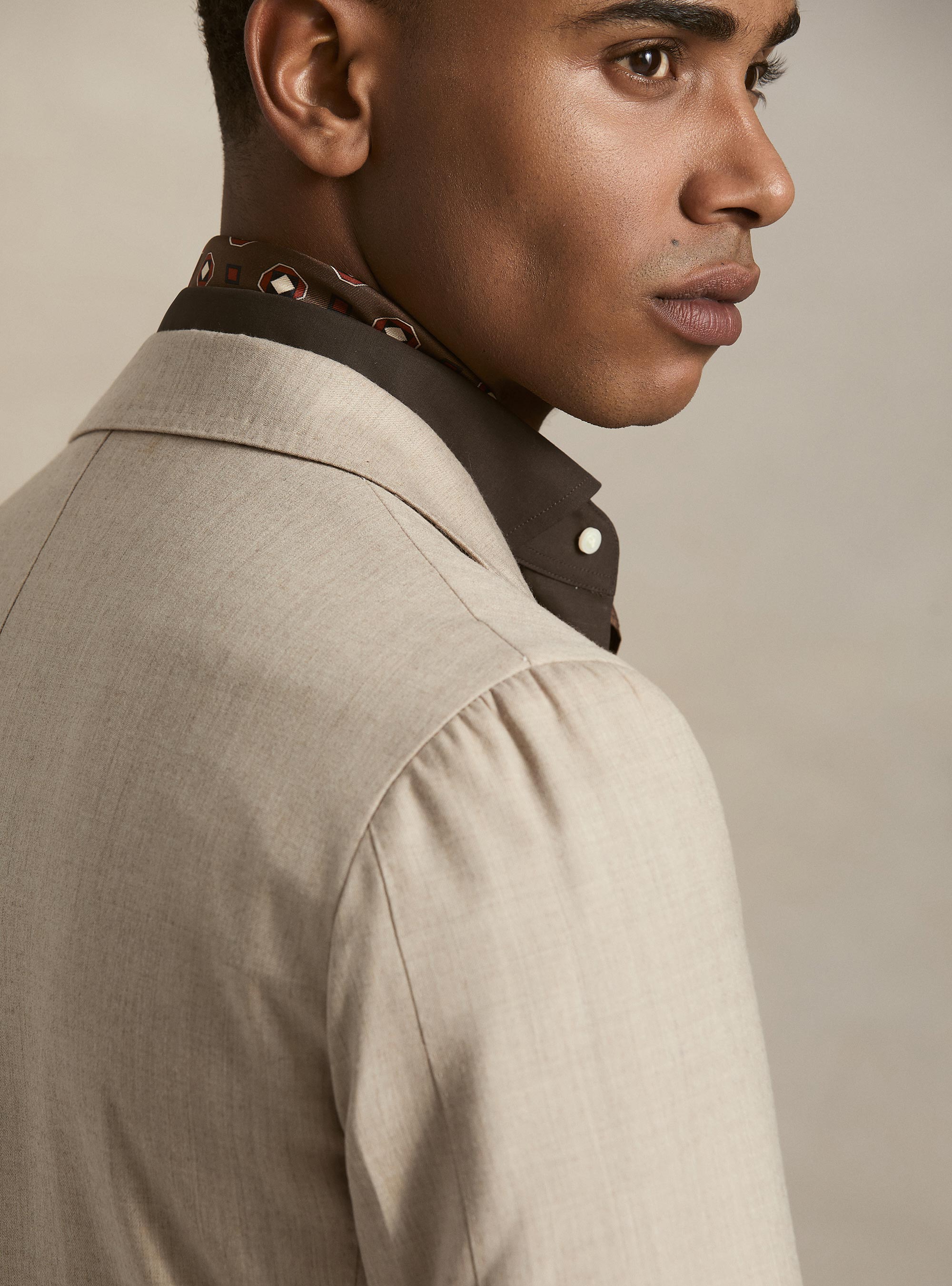 Wool flannel suit blazer, SAND