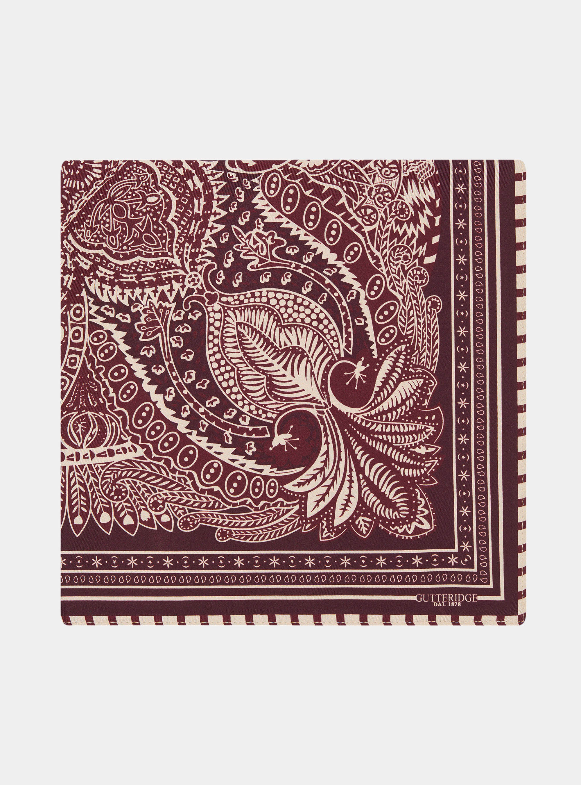 Bandana print silk foulard, BORDEAUX