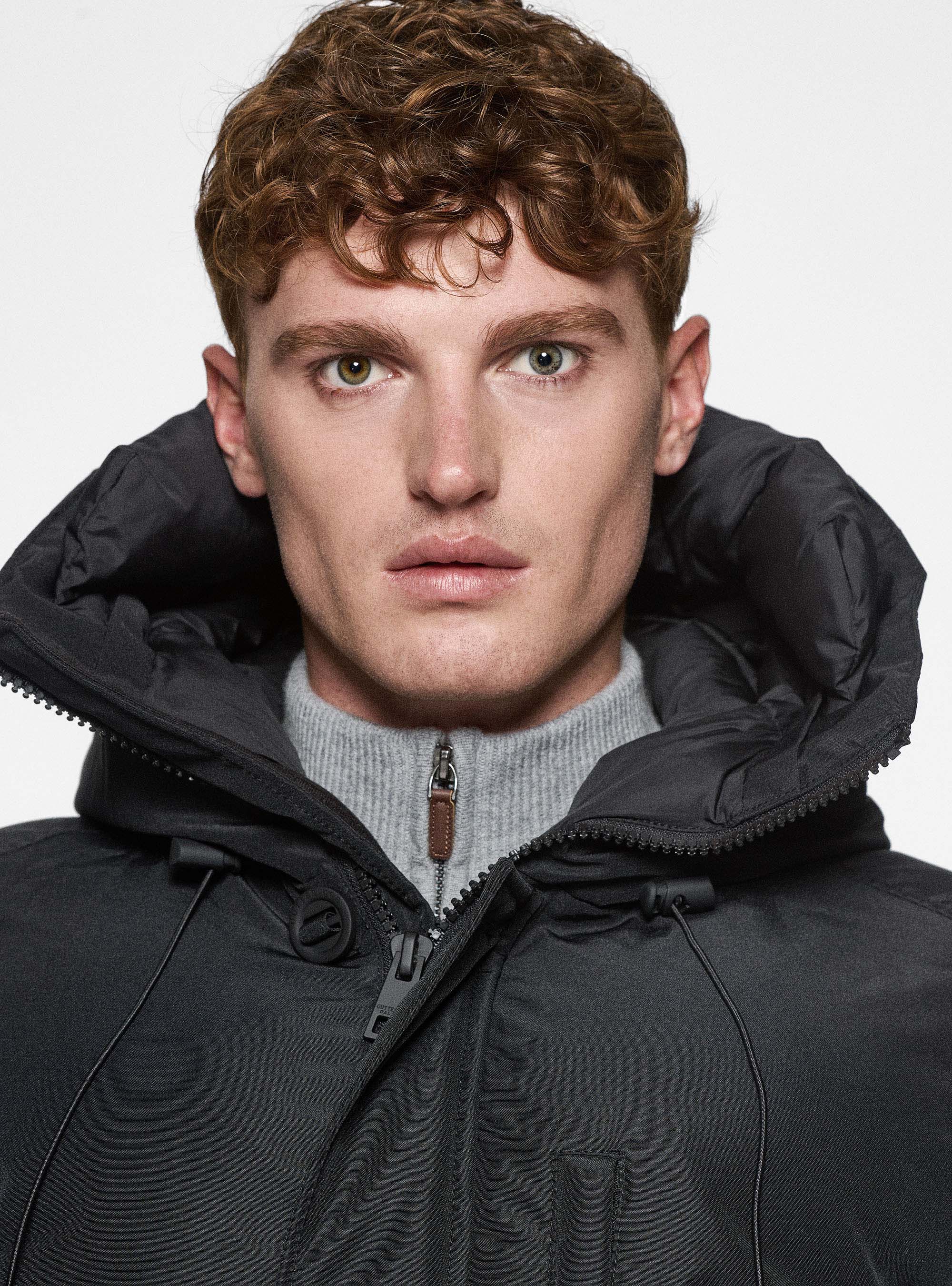 Padded technical parka, BLACK