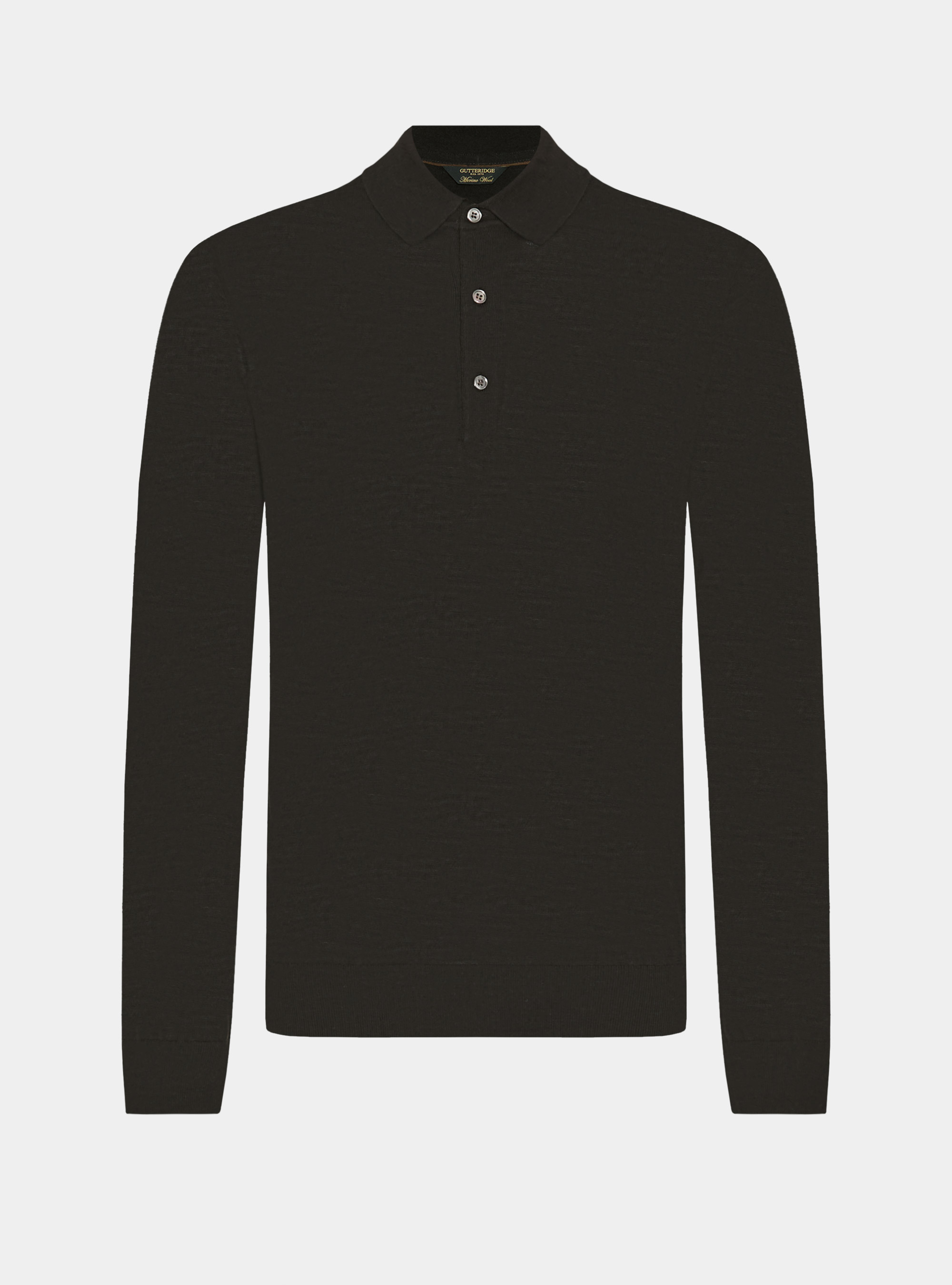 Extrafine merino wool knit polo shirt, BROWN