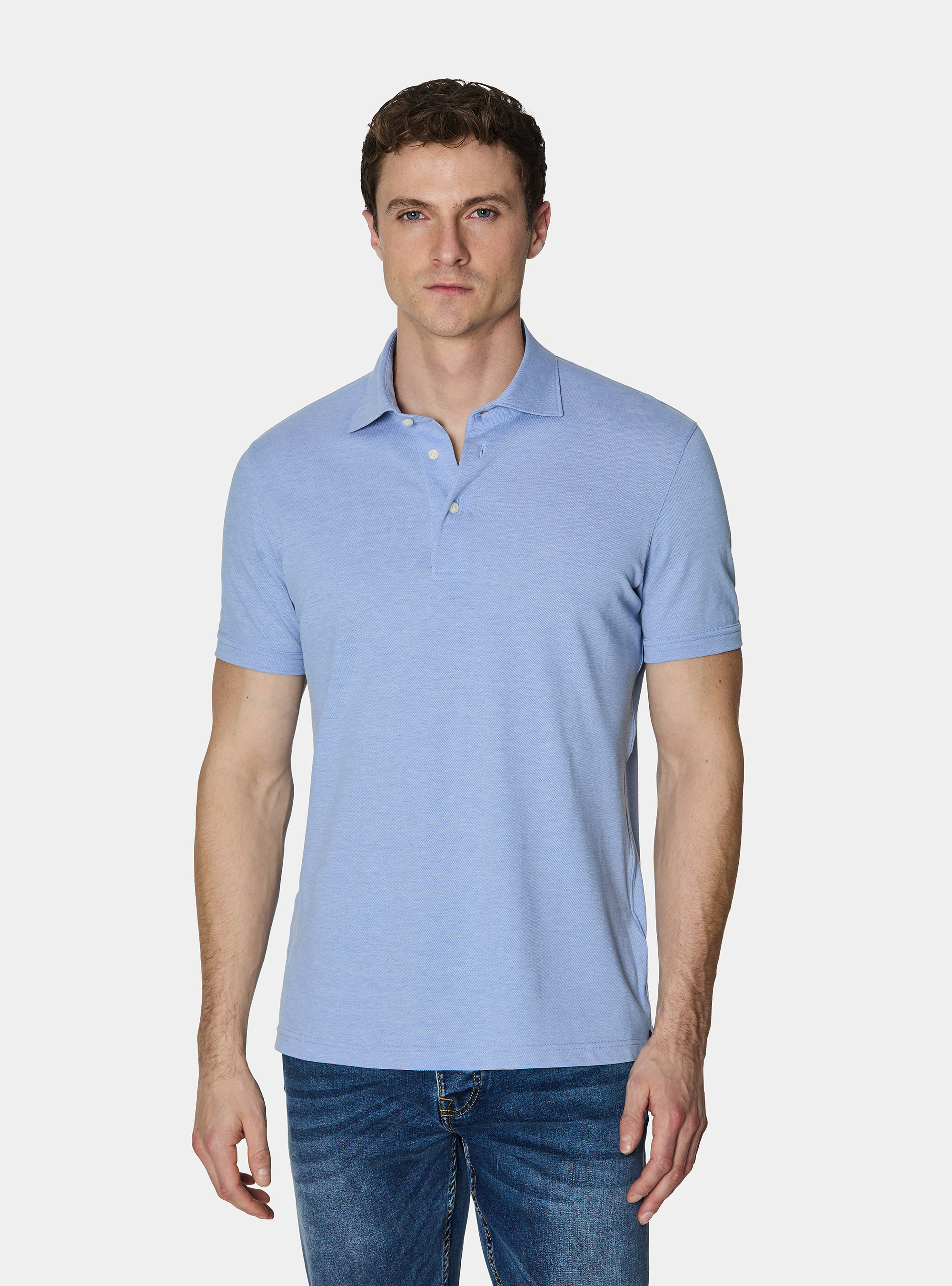 GT01 stretch pique polo shirt, LIGHT BLUE