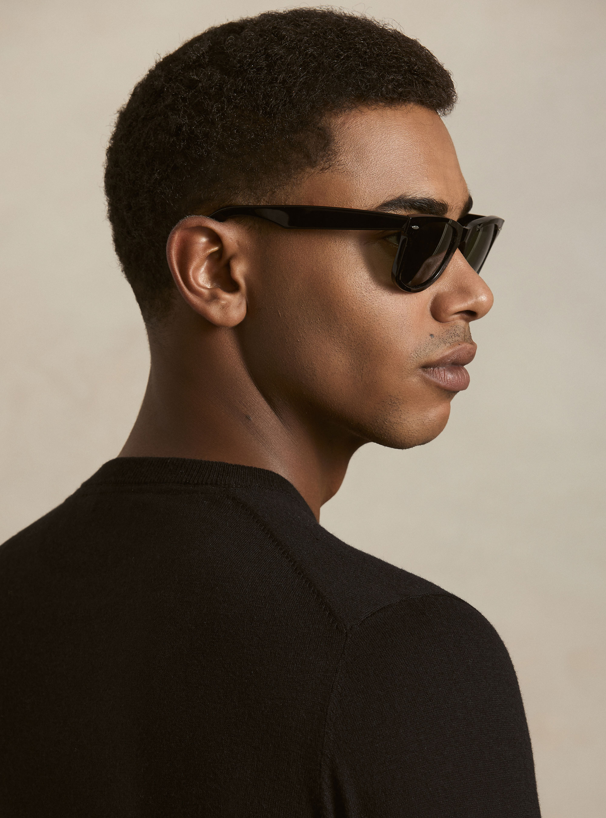 Maglia girocollo in cotone seta e cashmere, NERO