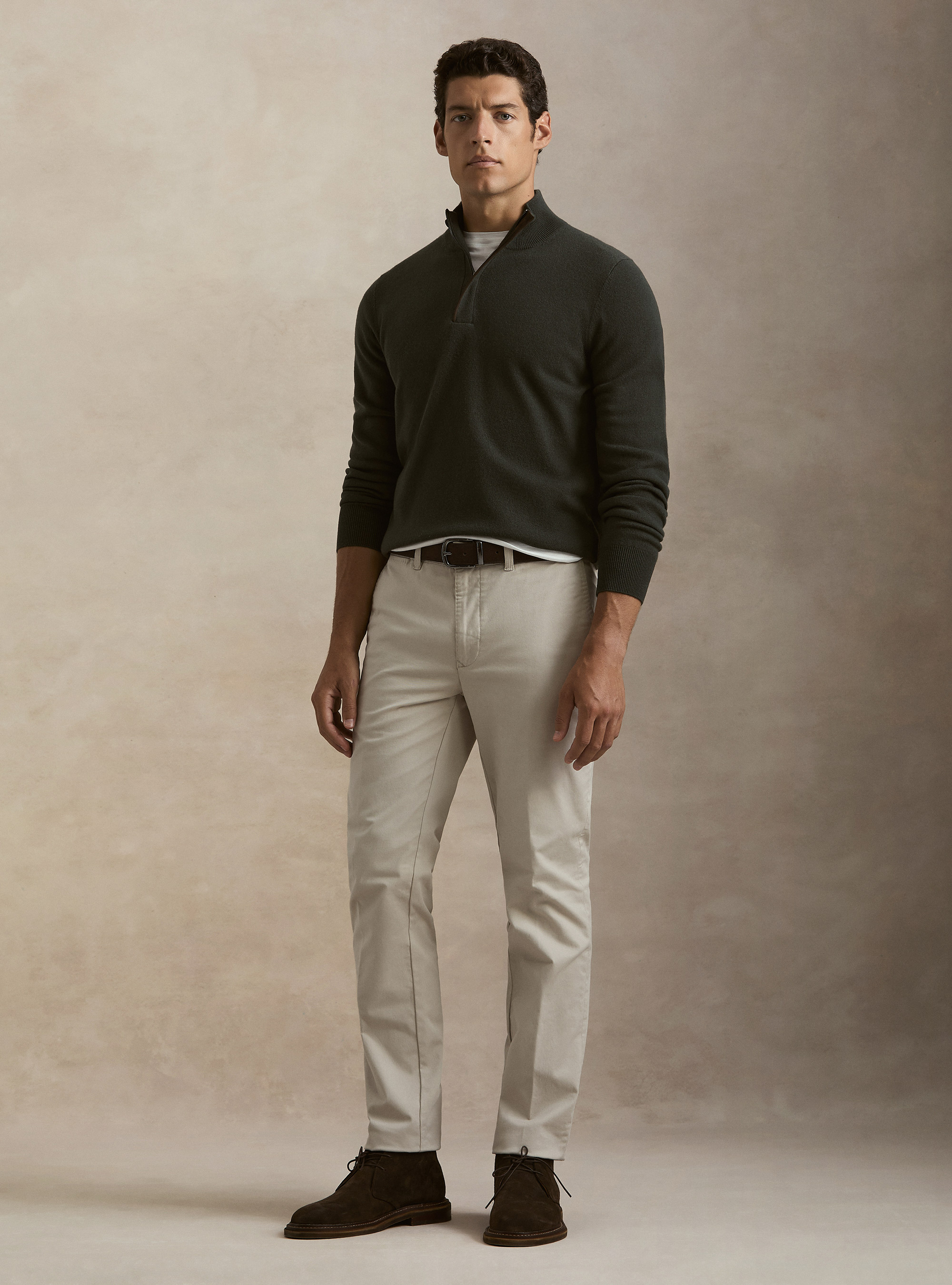 Half-zip lambswool and cashmere sweater, MILITARE 0609C