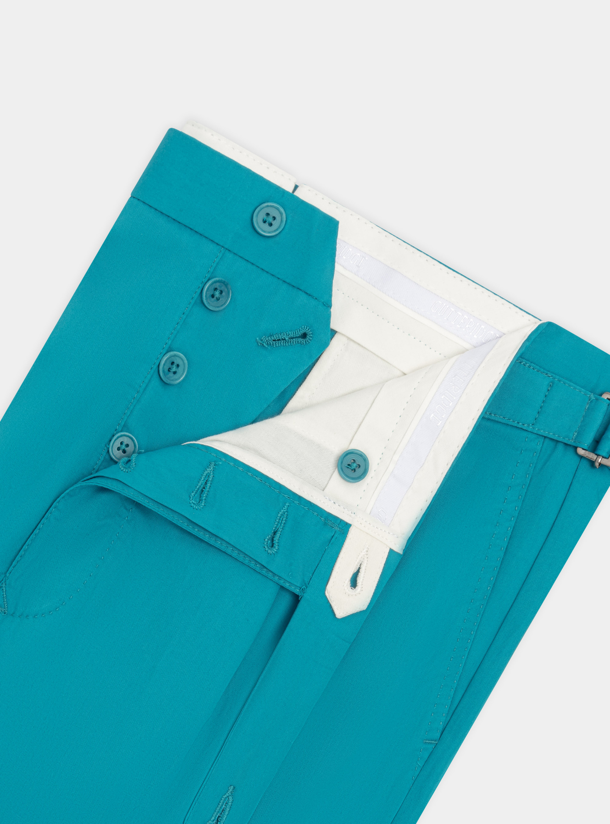 Pantaloni con pince in twill leggero, PETROLIO