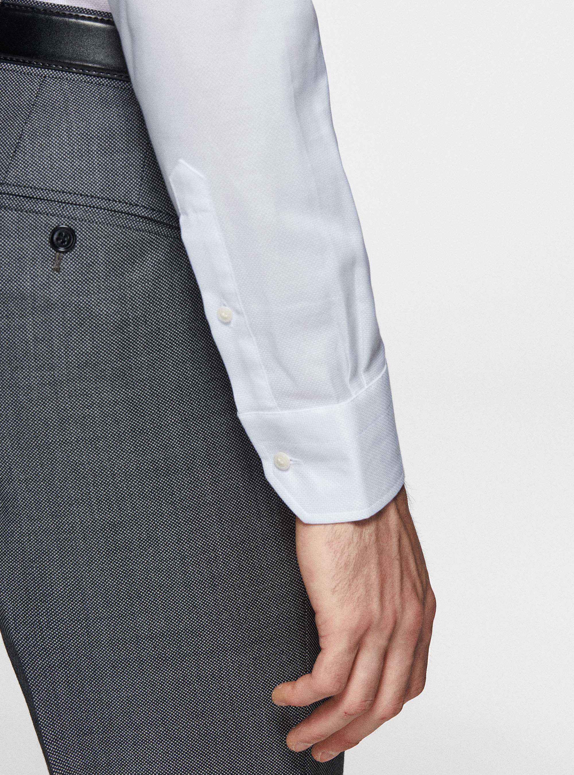 Textured cotton shirt, WHITE