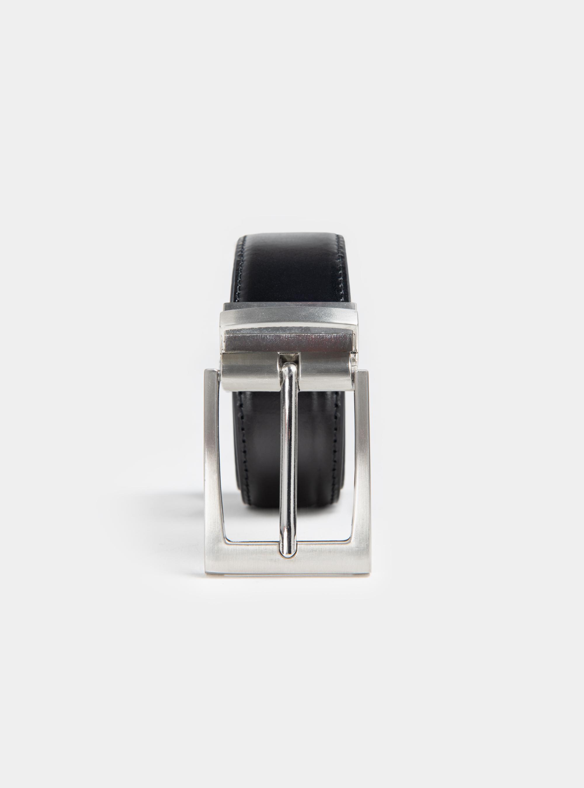 Cintura double face in pelle nera, NERO