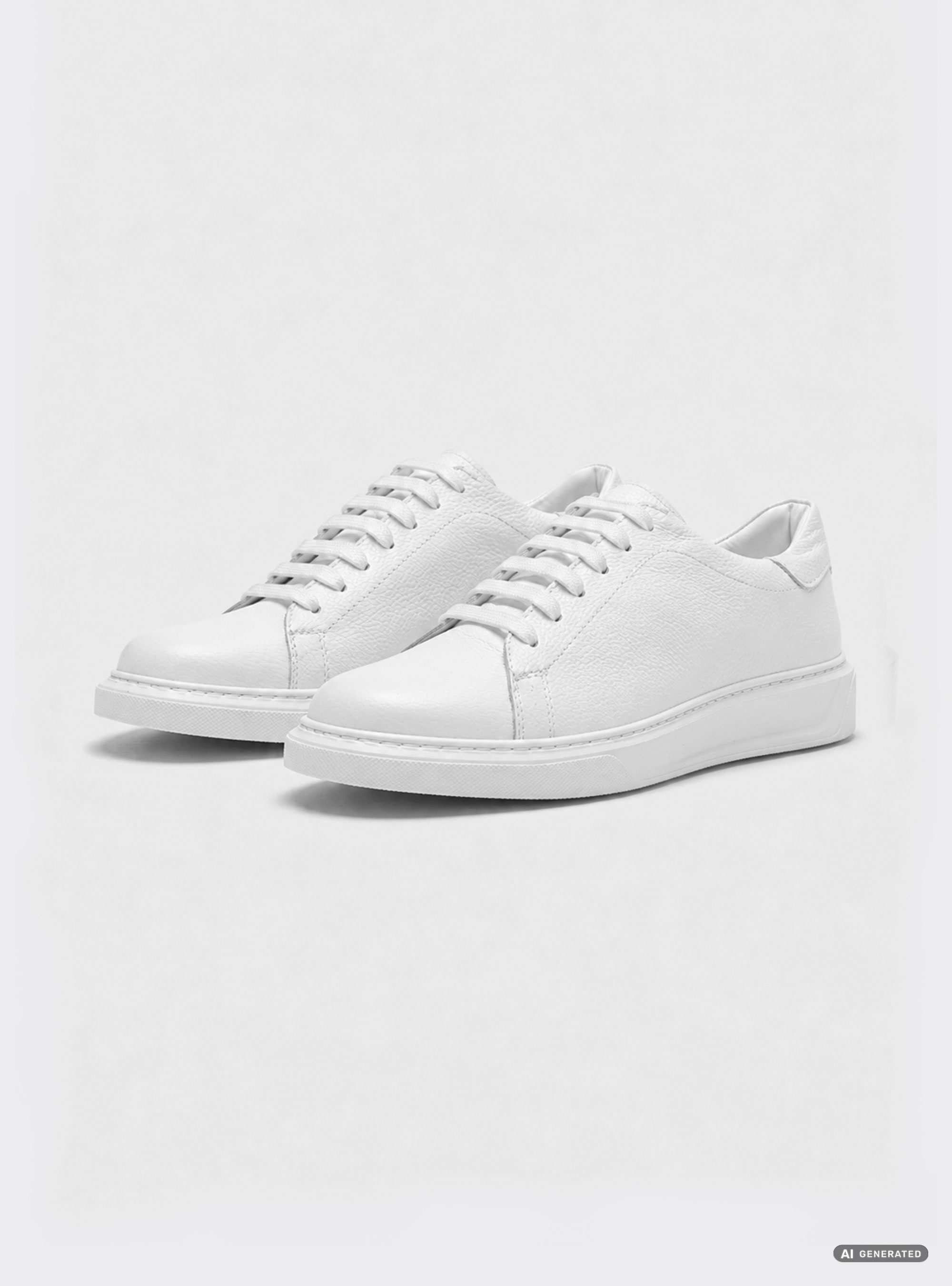 Sneakers in pelle martellata, WHITE