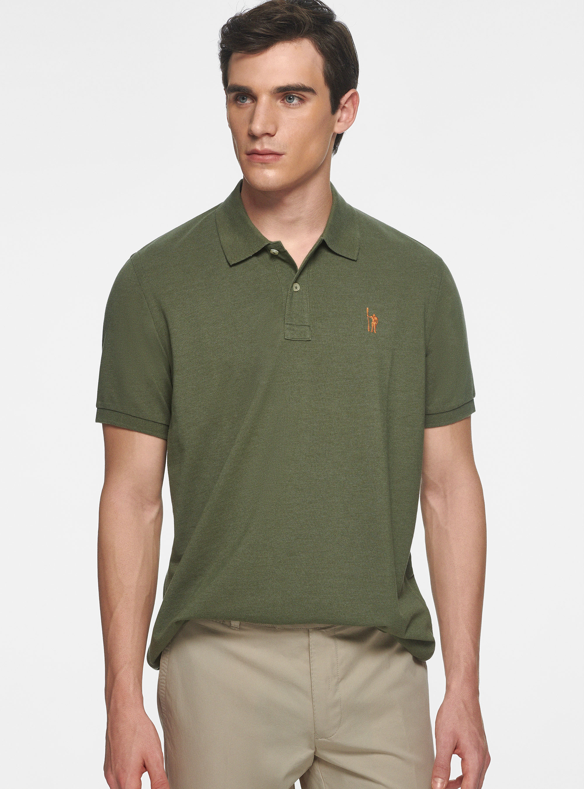 Piqu&eacute; polo shirt with embroidery, SALVIA 0602C