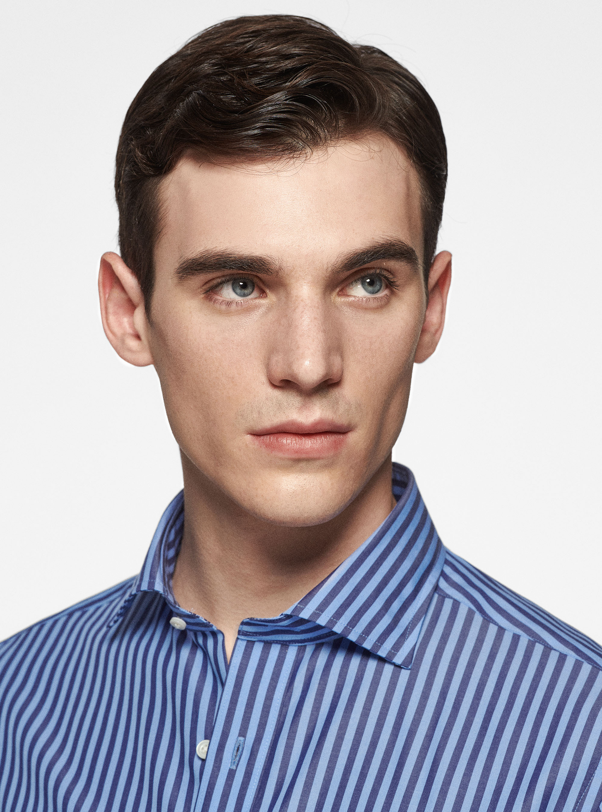 Camicia in puro cotone rigato, BLU