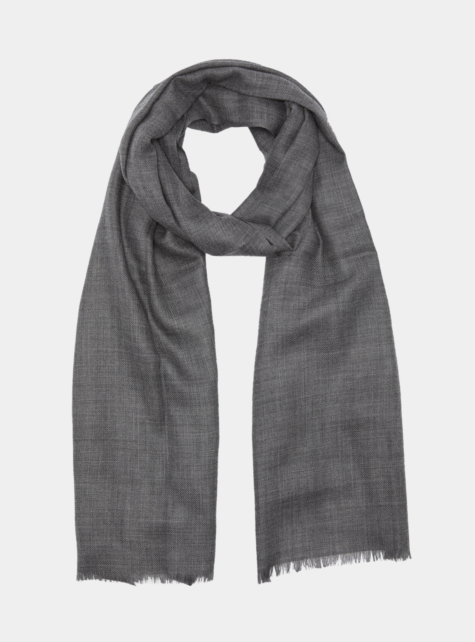 Sciarpa in lana con ricamo, GRIGIO CHIARO