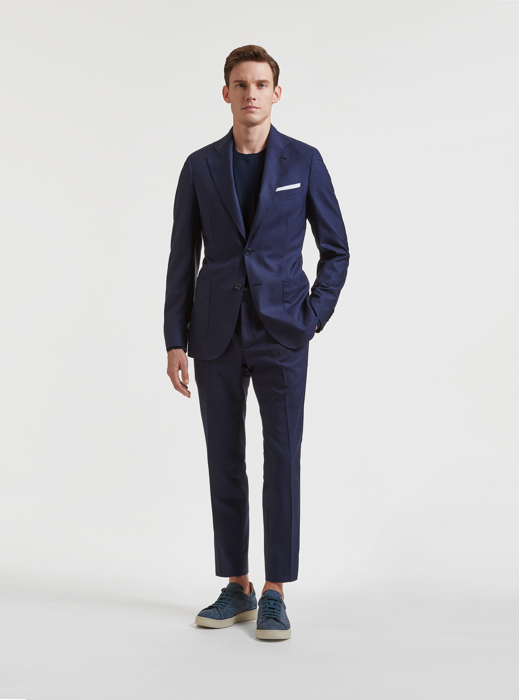 Giacca per abito in pura lana pied de poule, BLU NAVY