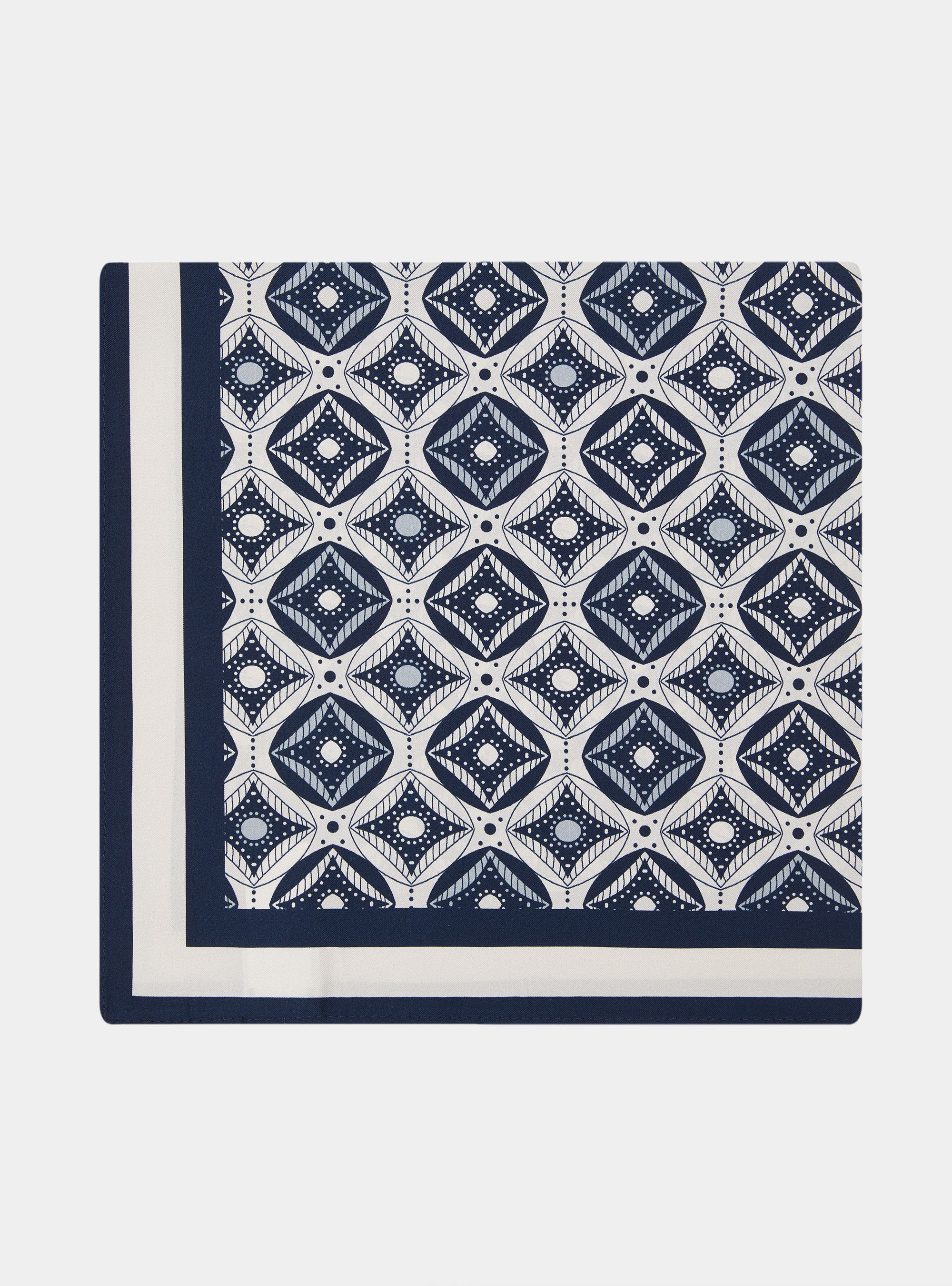 Foulard in seta stampa geometrica, BLU NAVY