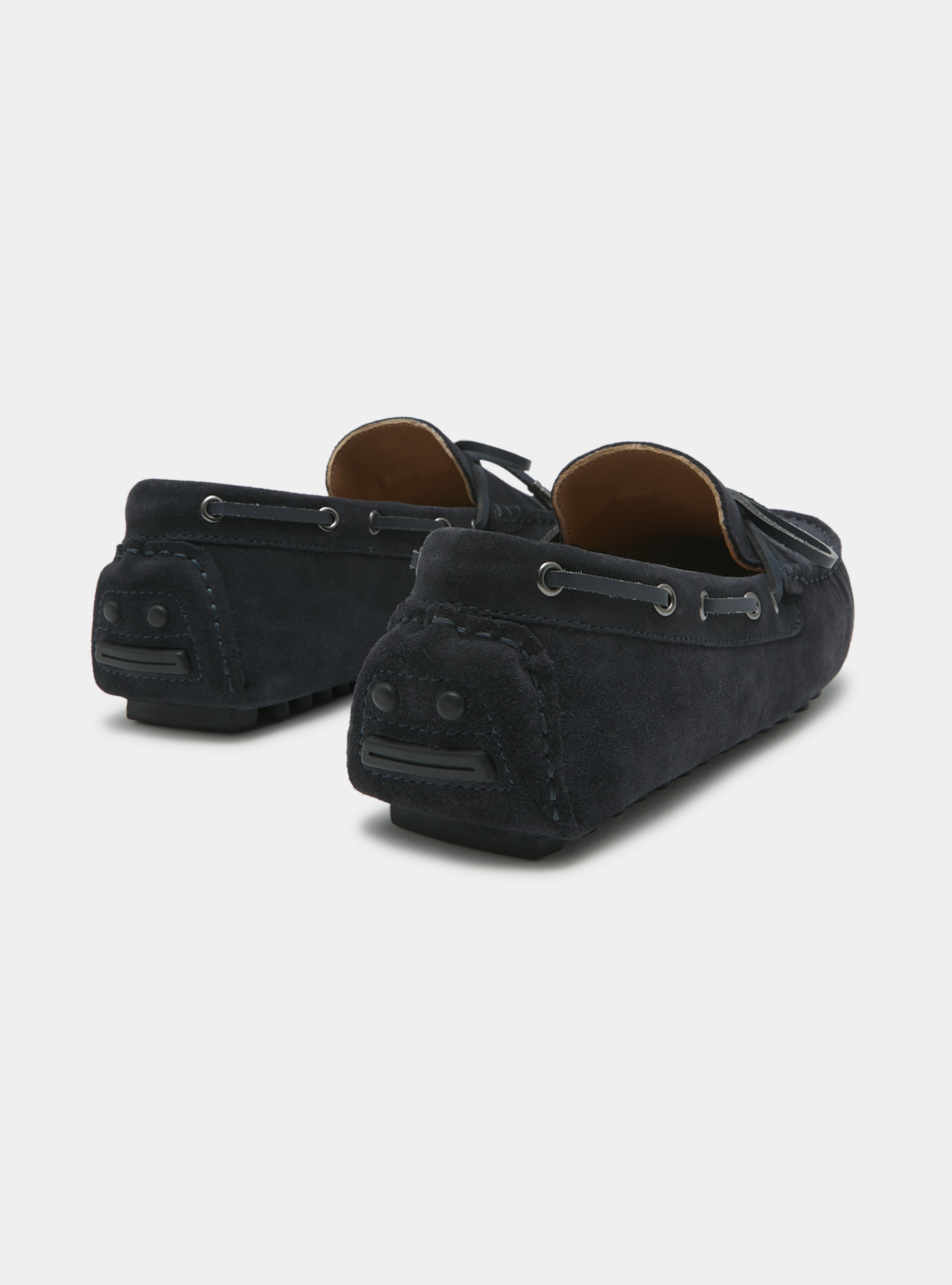 Mocassins en daim avec noeud, BLEU MARINE