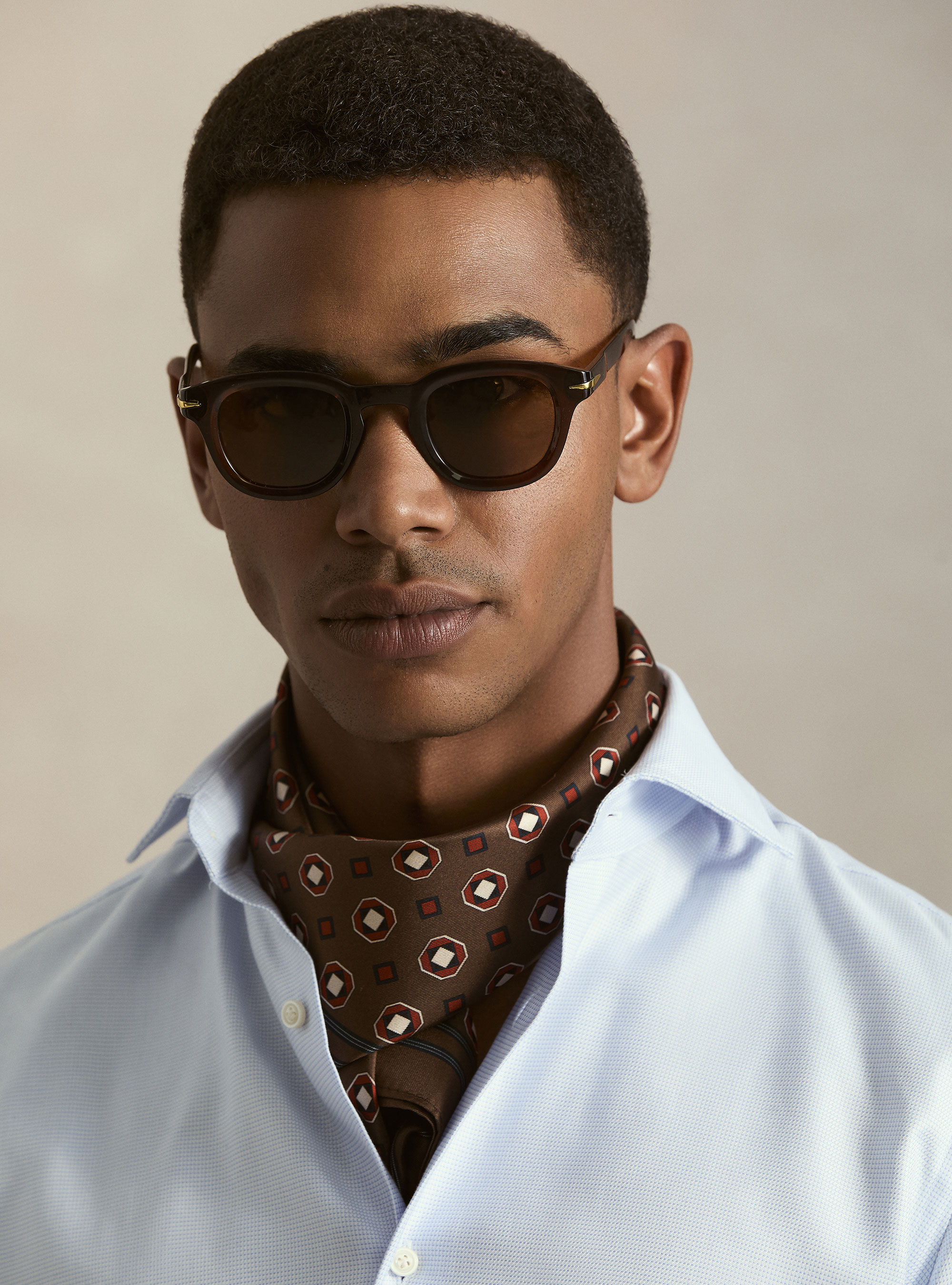 Camicia in cotone operato, AZZURRO