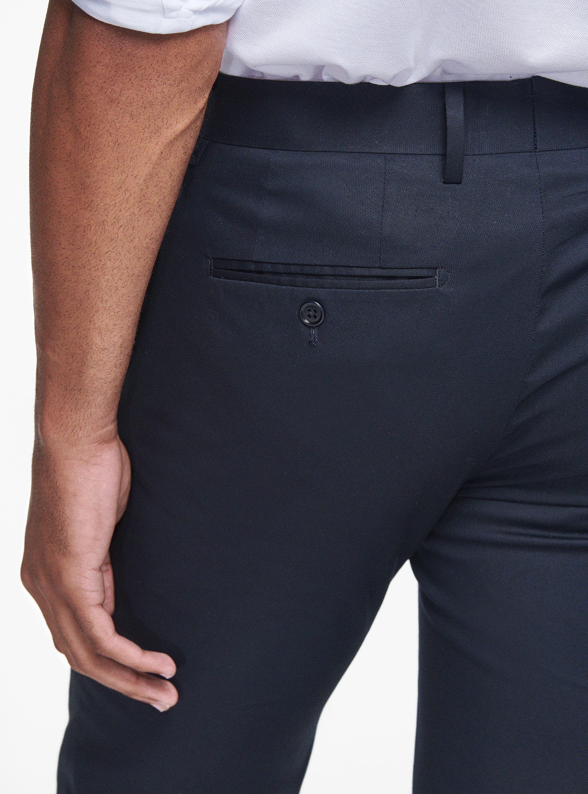 Pantaloni in puro cotone armaturato, BLU NAVY