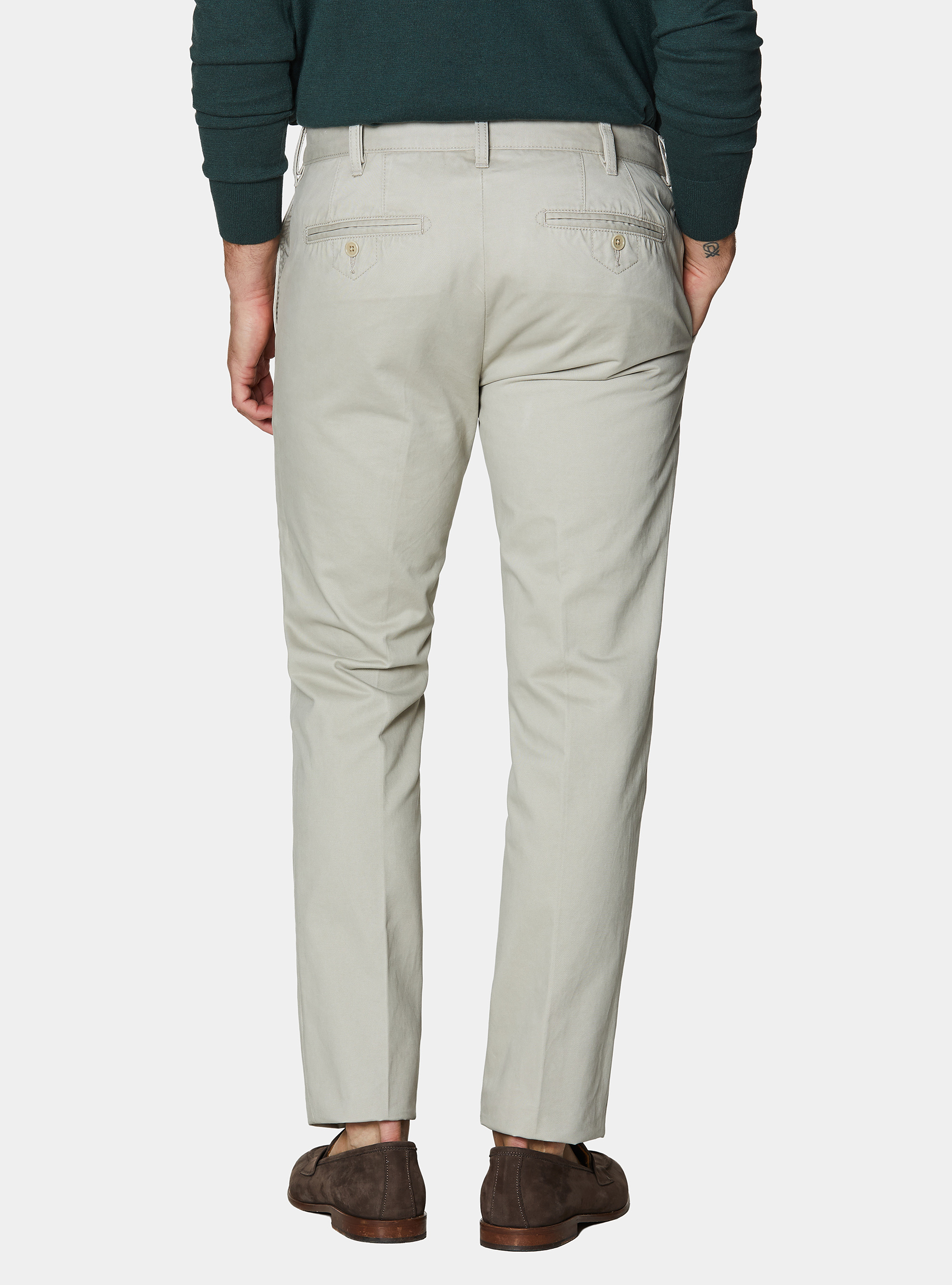 Cotton twill chino trousers, ECRU