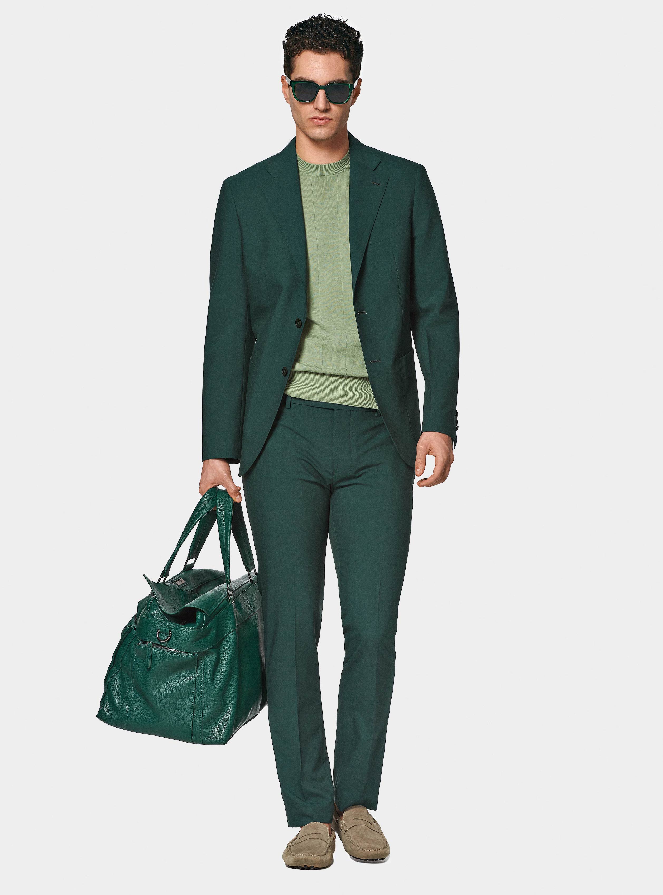 Giacca abito classico slim fit, VERDE