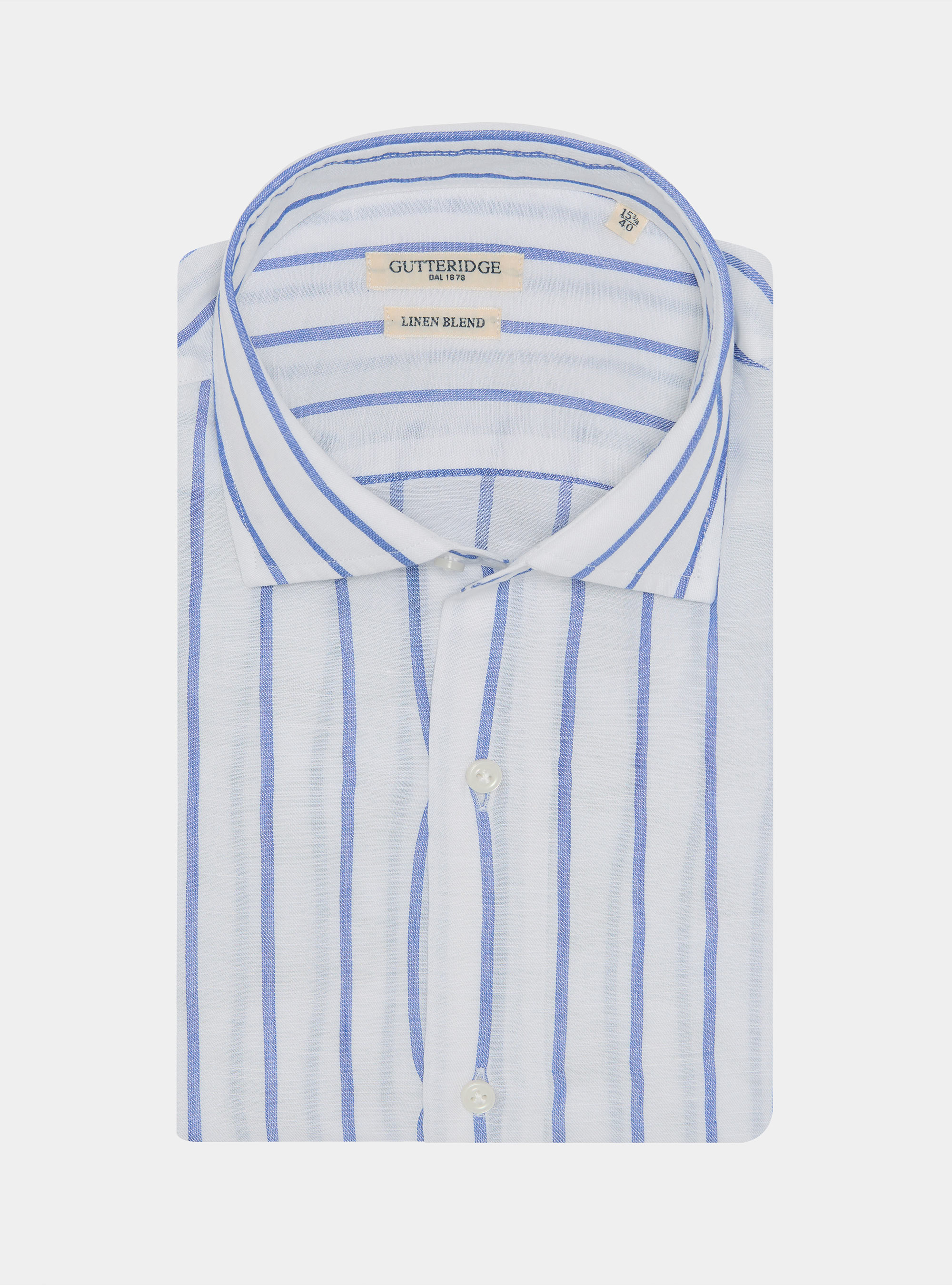 Linen blend striped shirt, BLUE