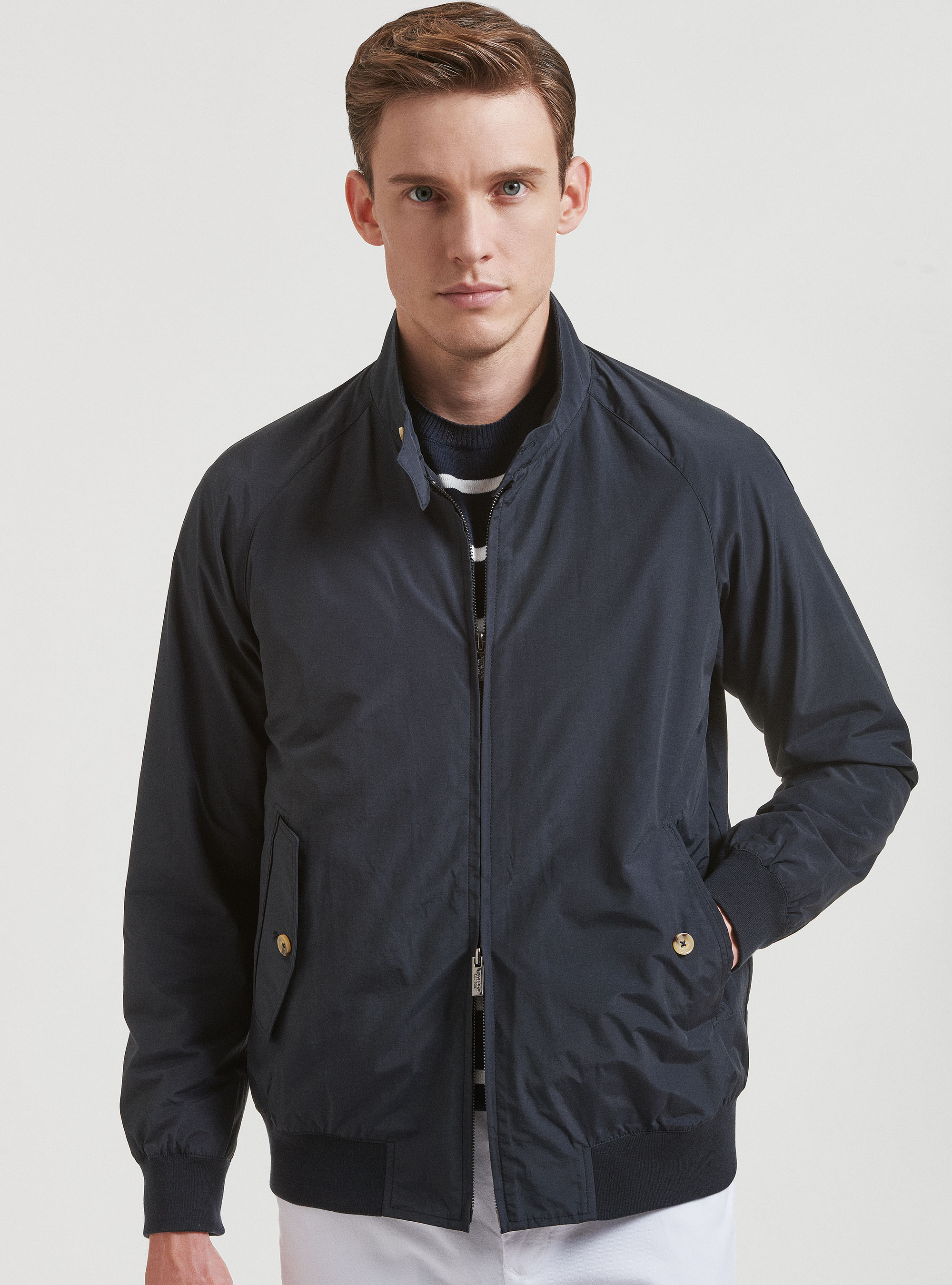 Bomber regular fit in misto cotone, BLU NAVY