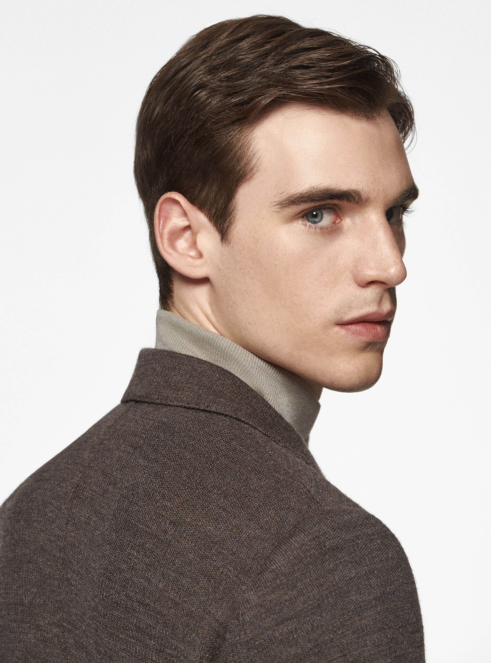 Giacca sfoderata in jersey di lana e cotone, MARRONE