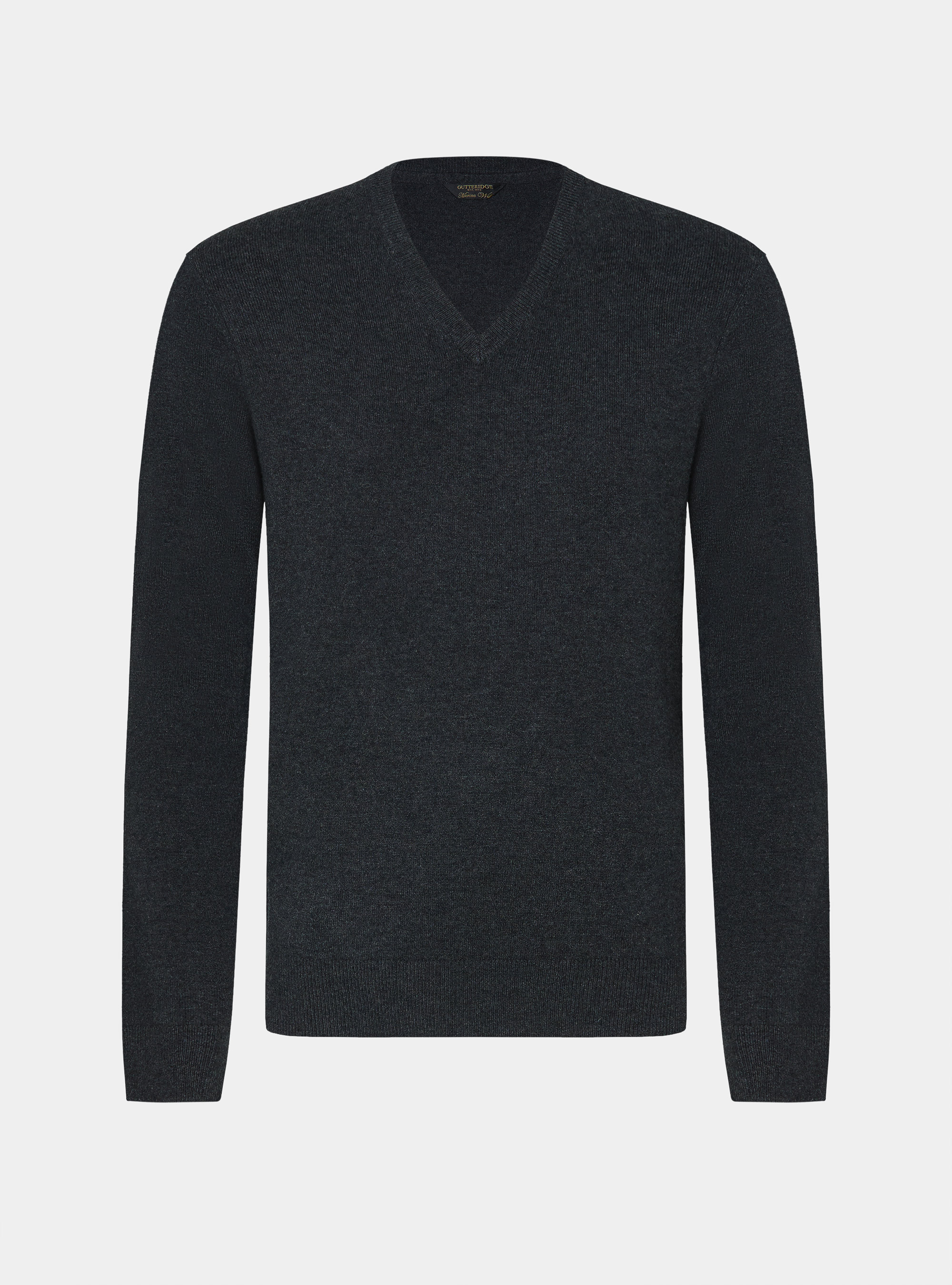 Merino wool V-neck sweater, ASPHALT GREY