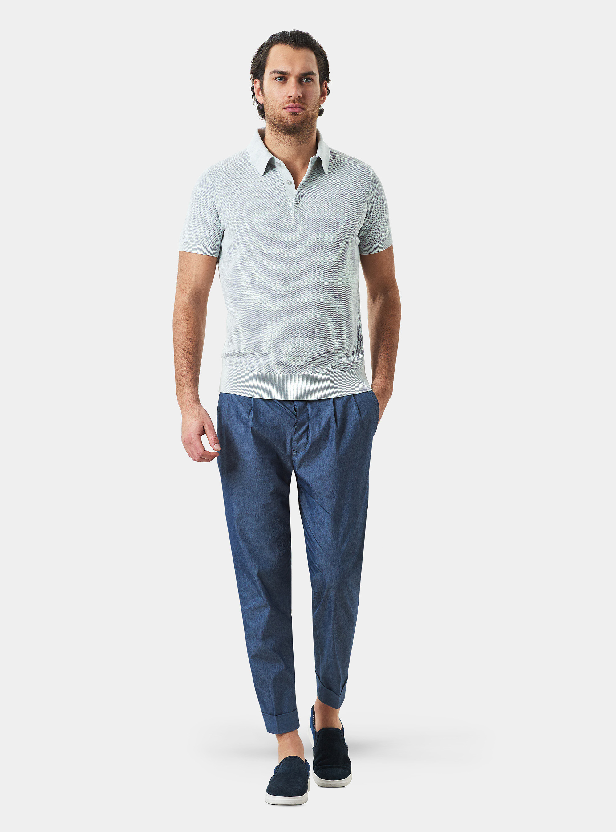 Maglia a polo a maniche corte in cotone, PERLA 0178C