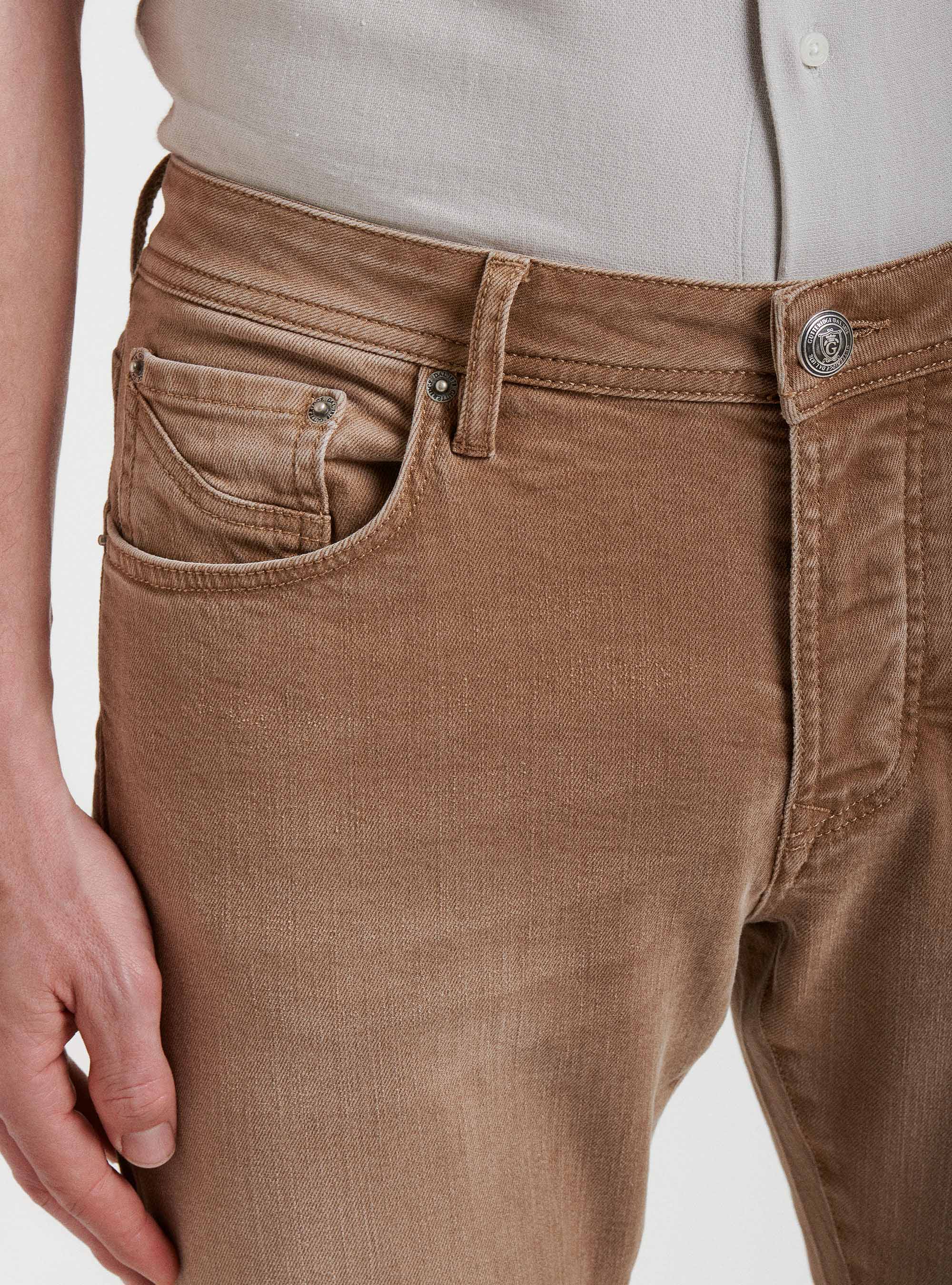 Coloured yarn-dyed jeans, SAND