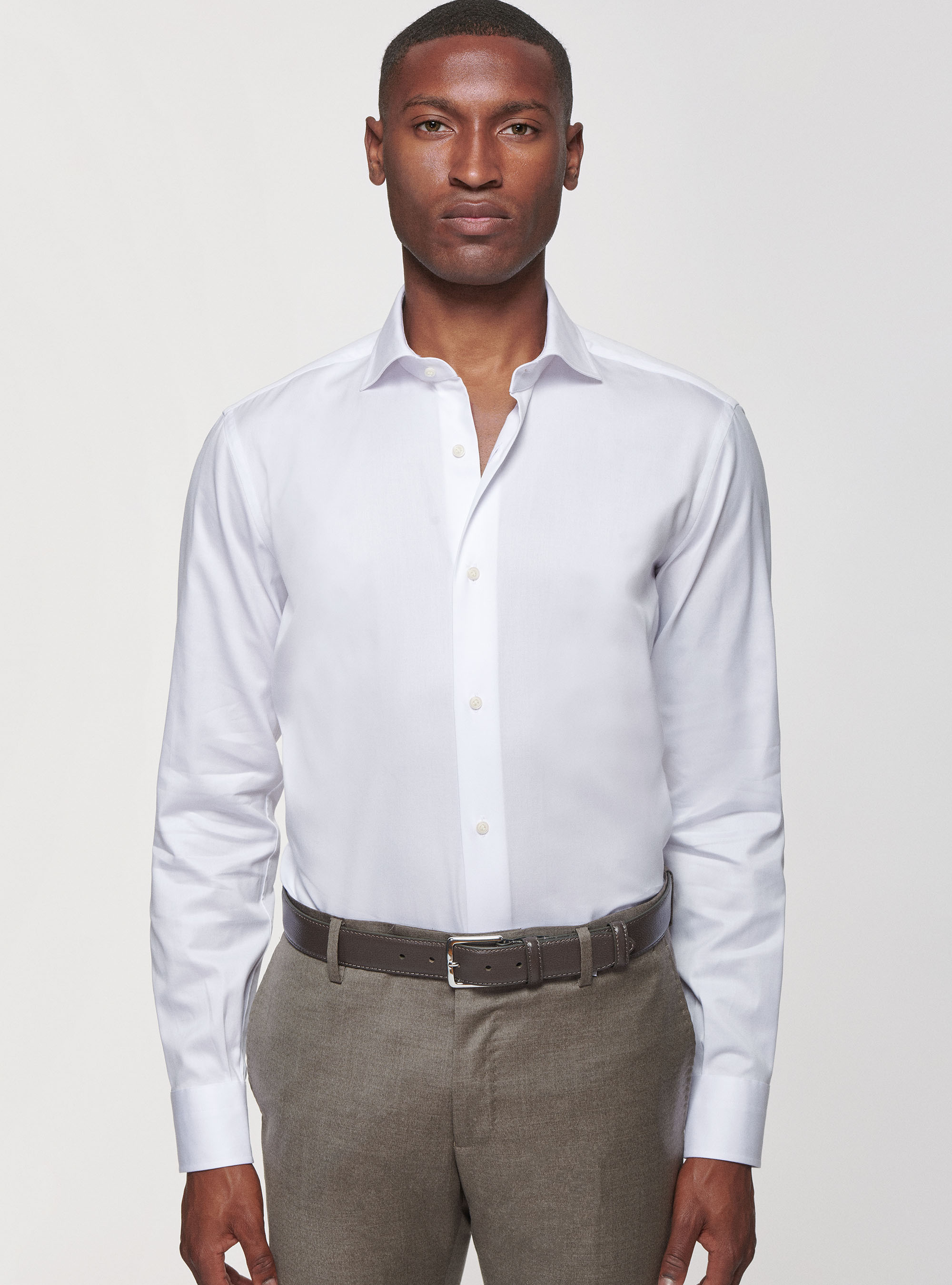 Cotton twill shirt, WHITE