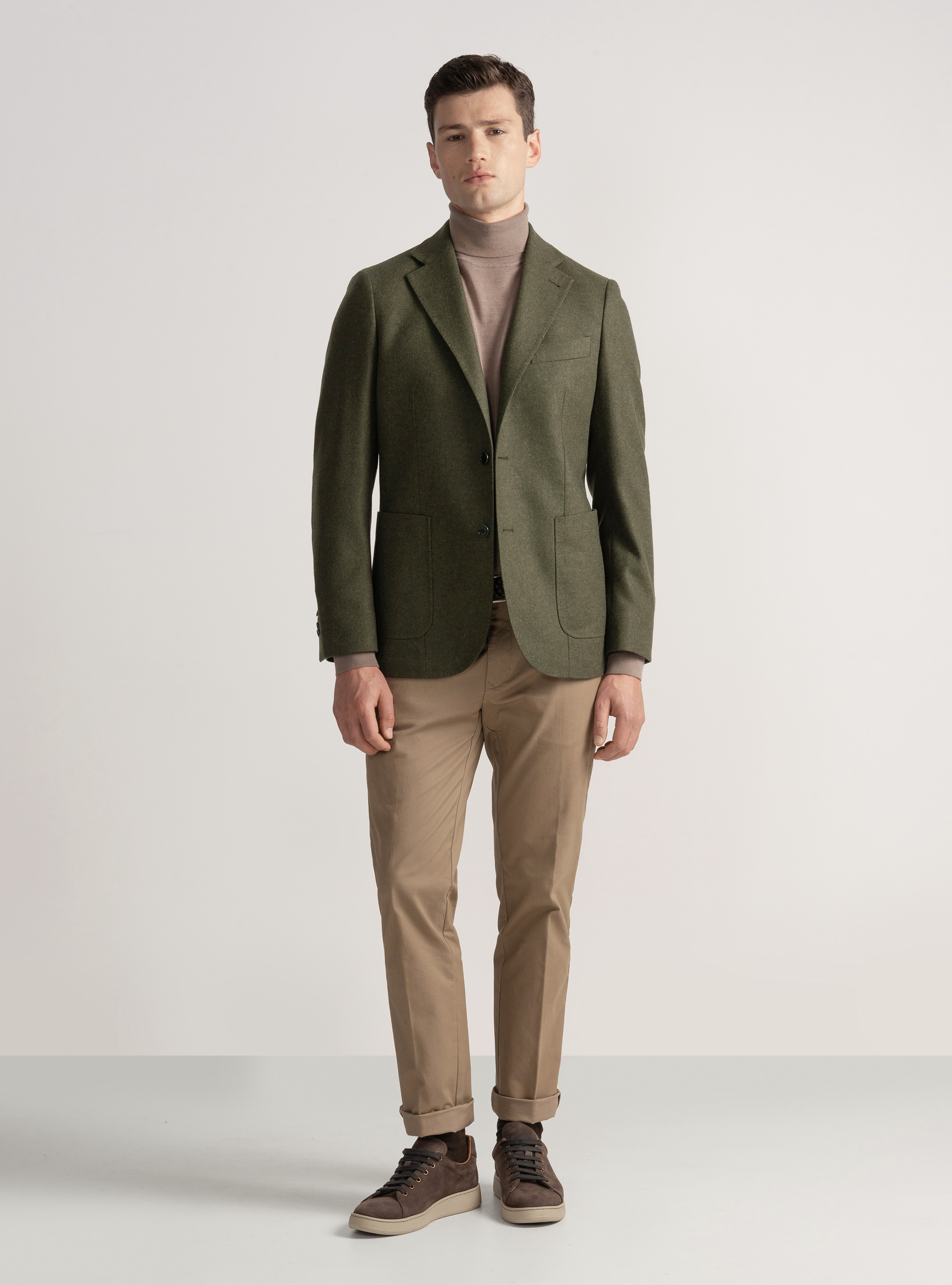 Americana de franela en mezcla de lana, VERDE