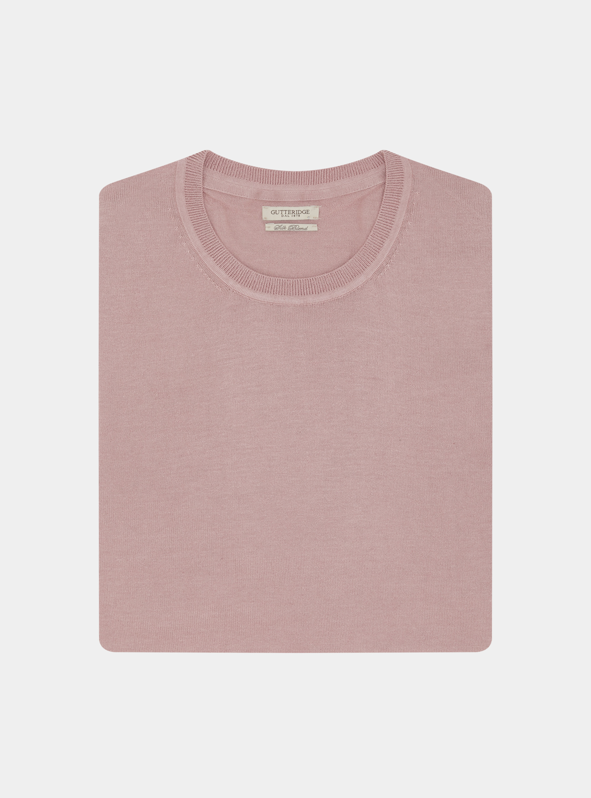Maglia girocollo in seta e cotone, 0441C ROSA SCURO