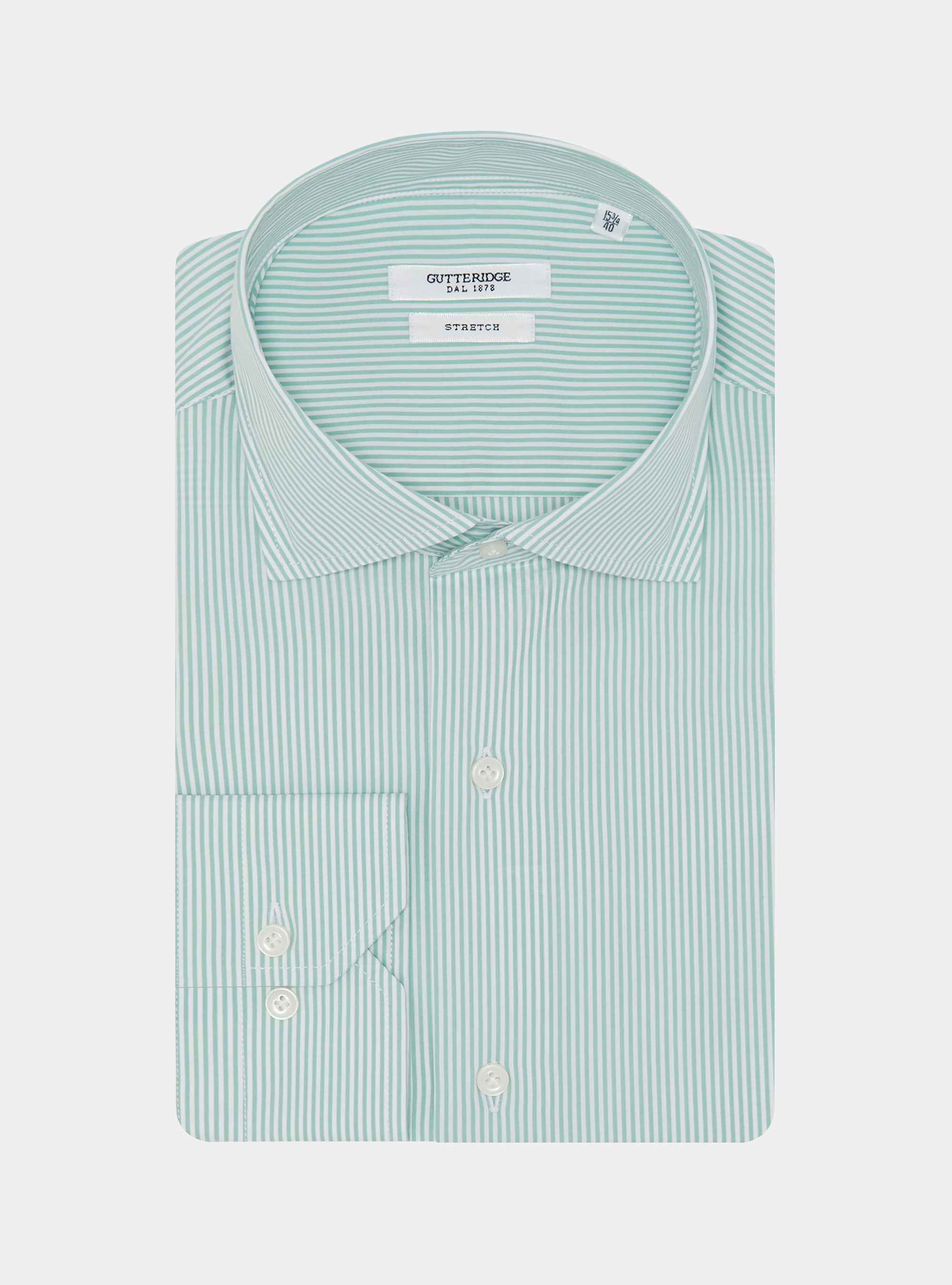 Chemise à rayures en popeline stretch, SALVIA 0602C