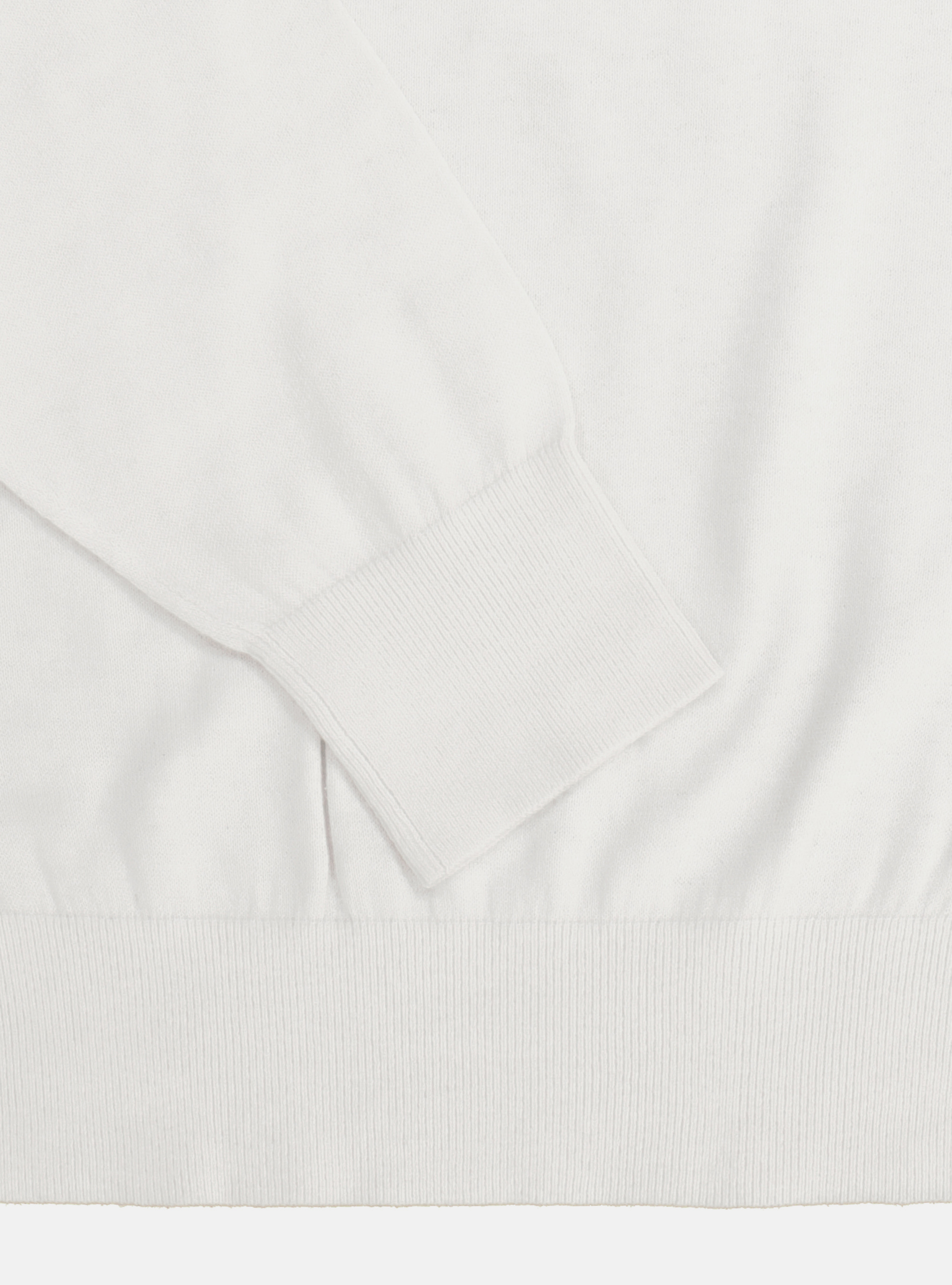 COTTON SILK AND CASHMERE ROUND NECK SWEATER, WHITE